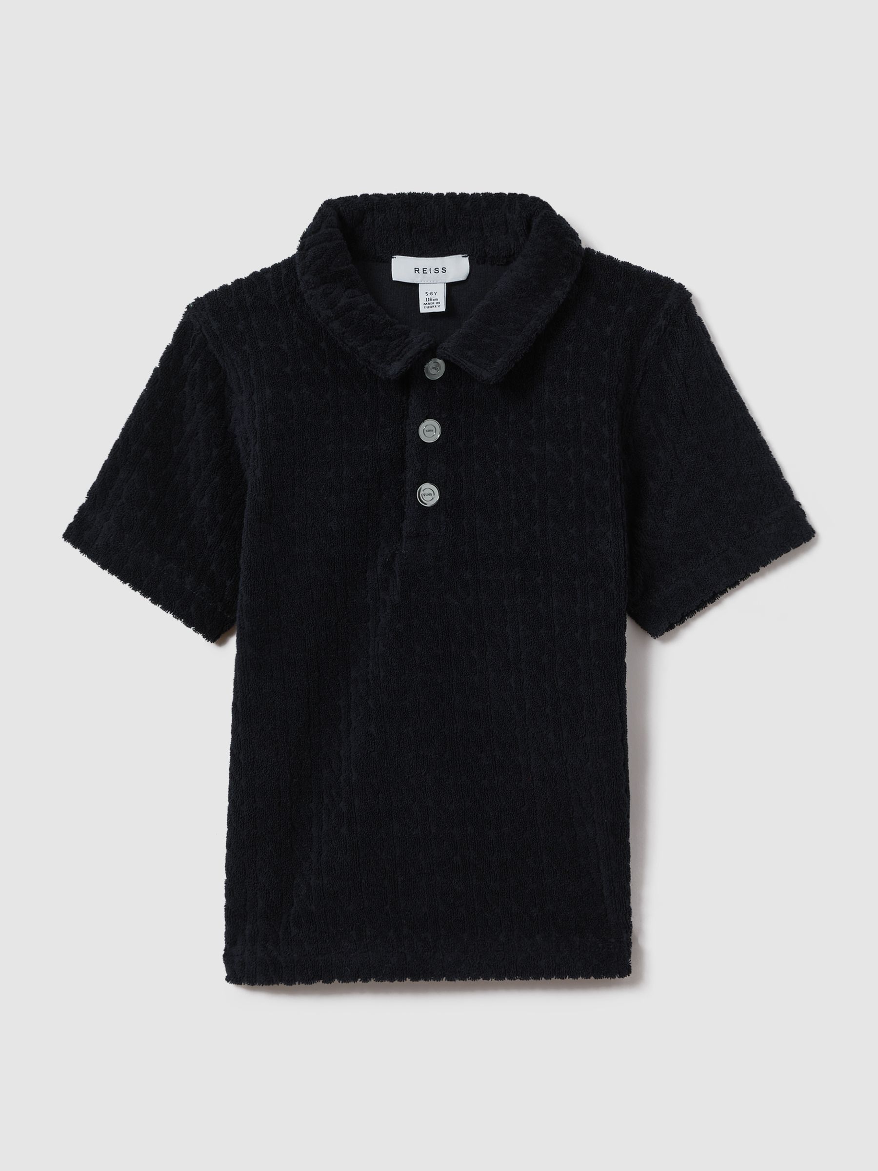 Towelling Polo Shirt in Navy - Image 2 of 4