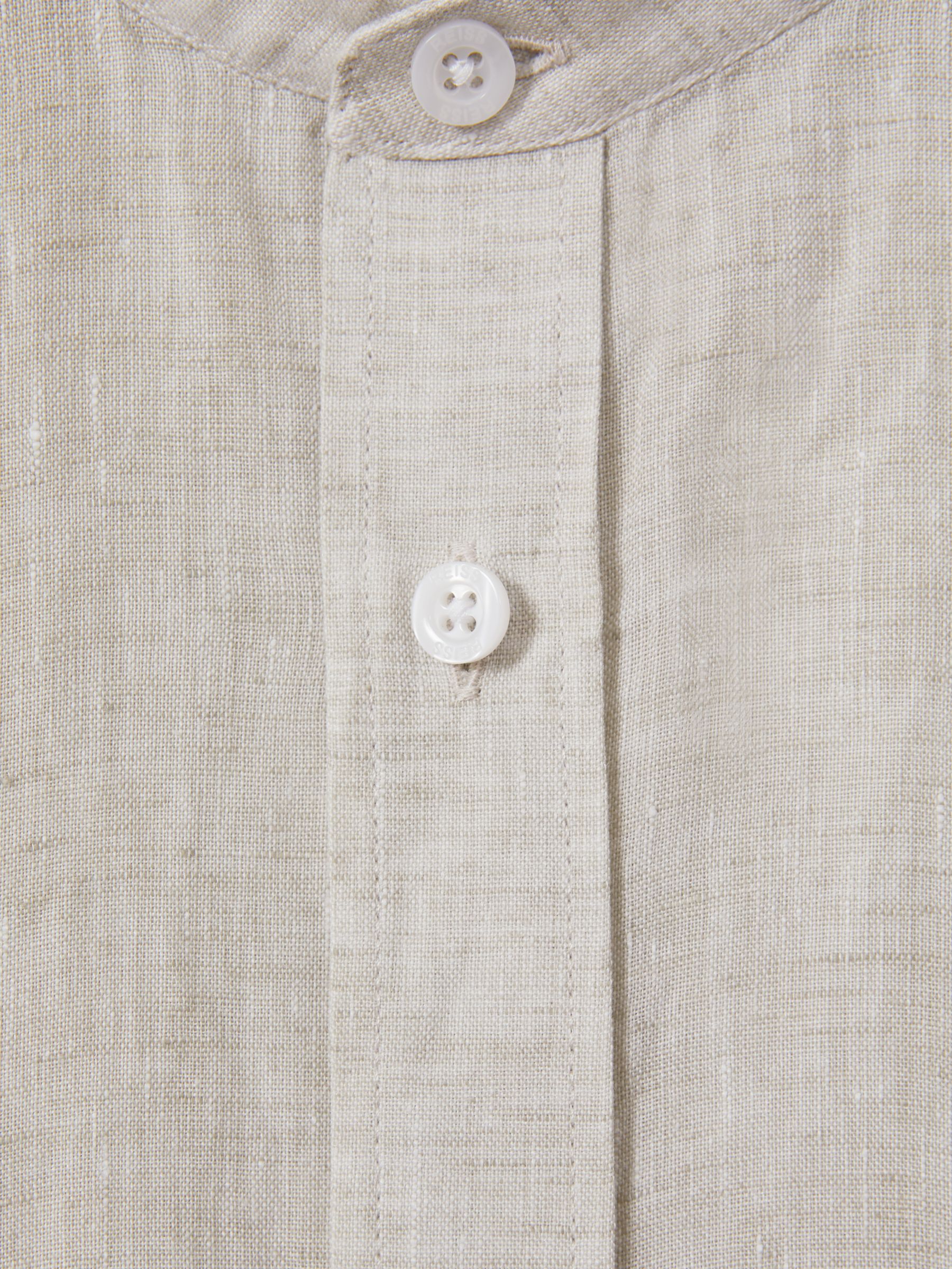 Linen Grandad Collar Shirt in Stone - Image 6 of 6