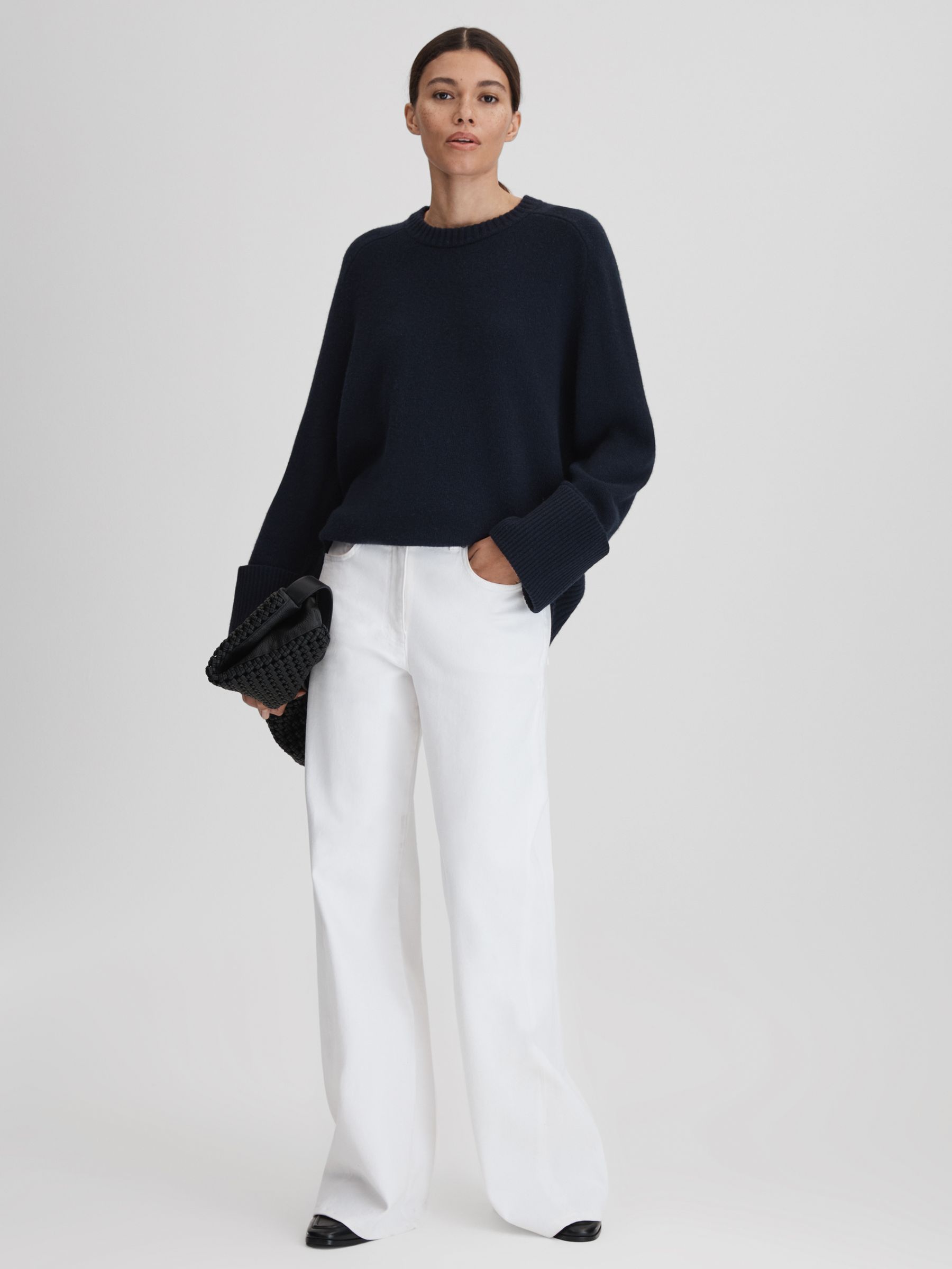 Wool-Cashmere Casual Fit Jumper in Navy - Image 1 of 5