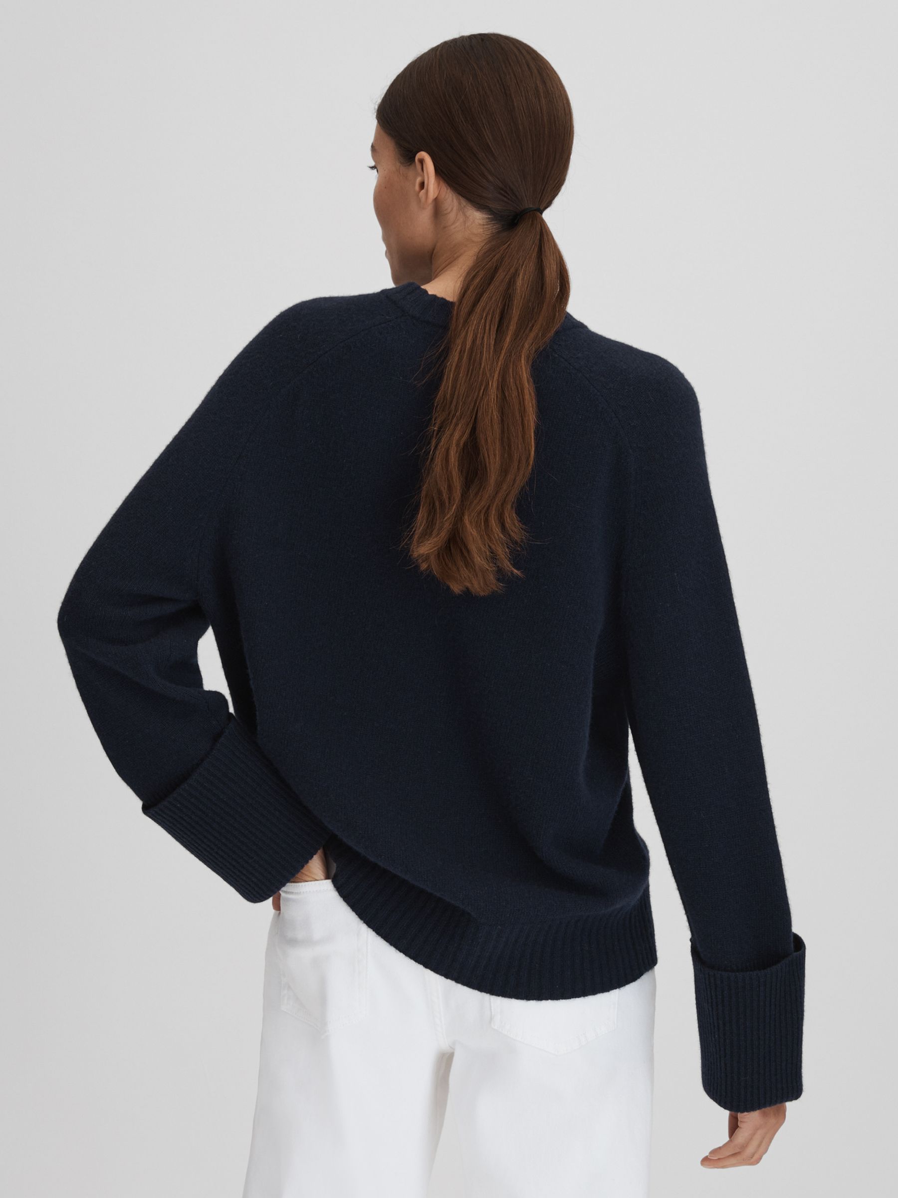 Wool-Cashmere Casual Fit Jumper in Navy - Image 4 of 5