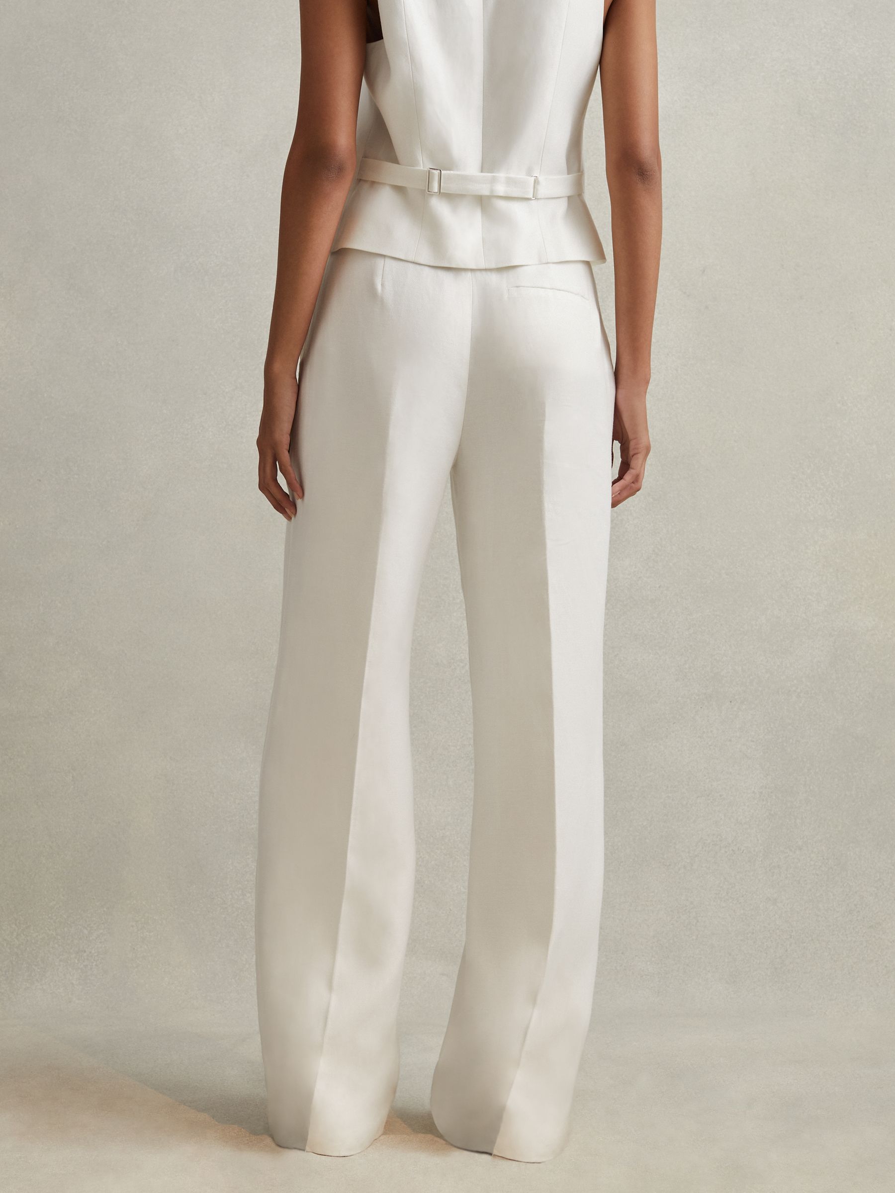 Petite Viscose-Linen Wide Leg Suit Trousers in White - Image 4 of 6