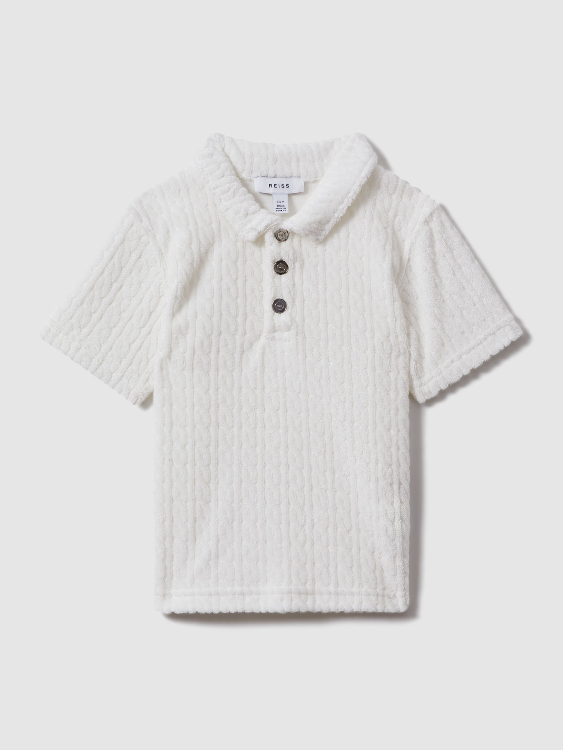 Towelling Polo Shirt in White - Image 2 of 4