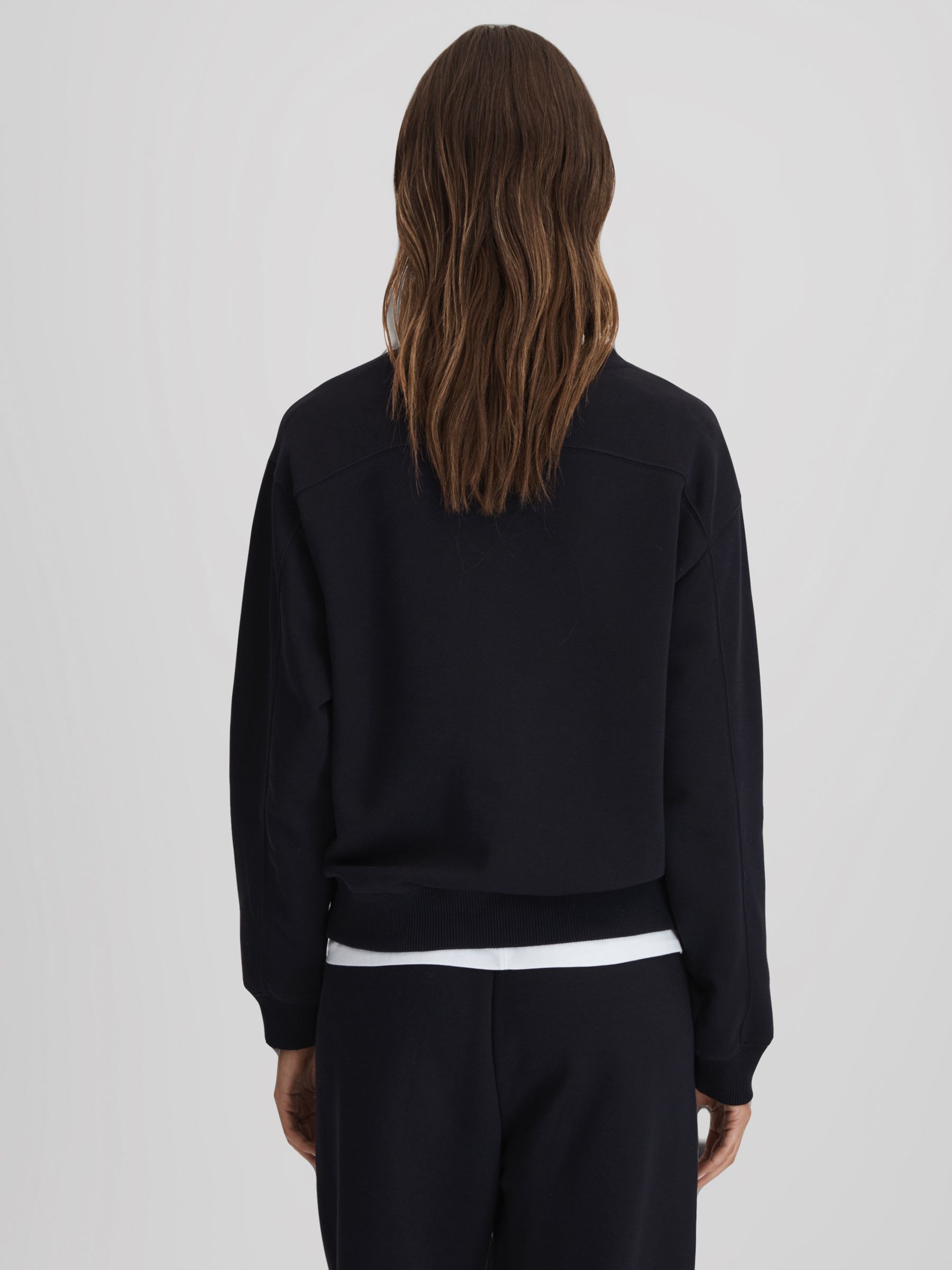 Cotton Blend Crew Neck Sweatshirt in Navy - Image 5 of 5