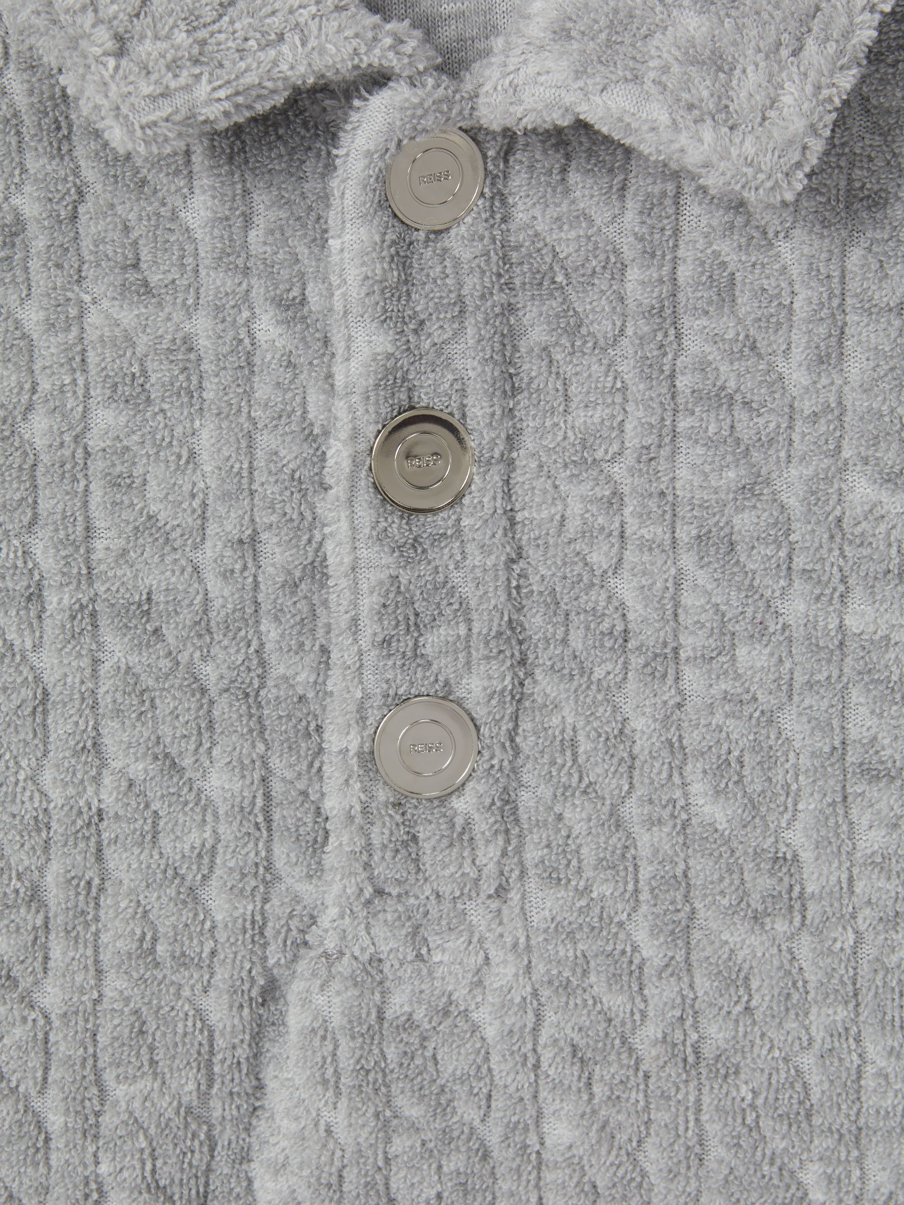 Senior Towelling Polo Shirt in Soft Grey - Image 4 of 4