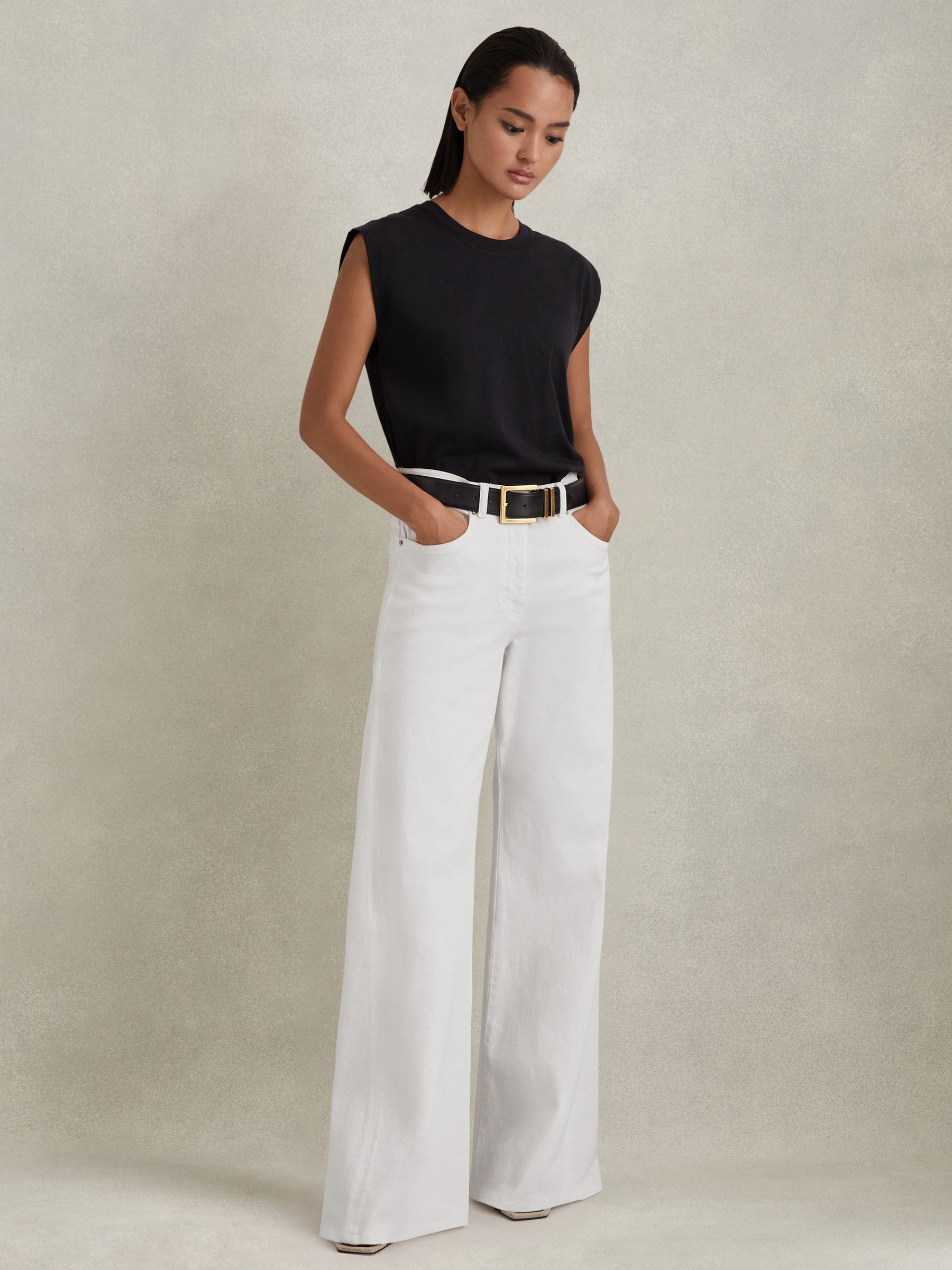 Flared Side Seam Jeans in White - Image 1 of 5