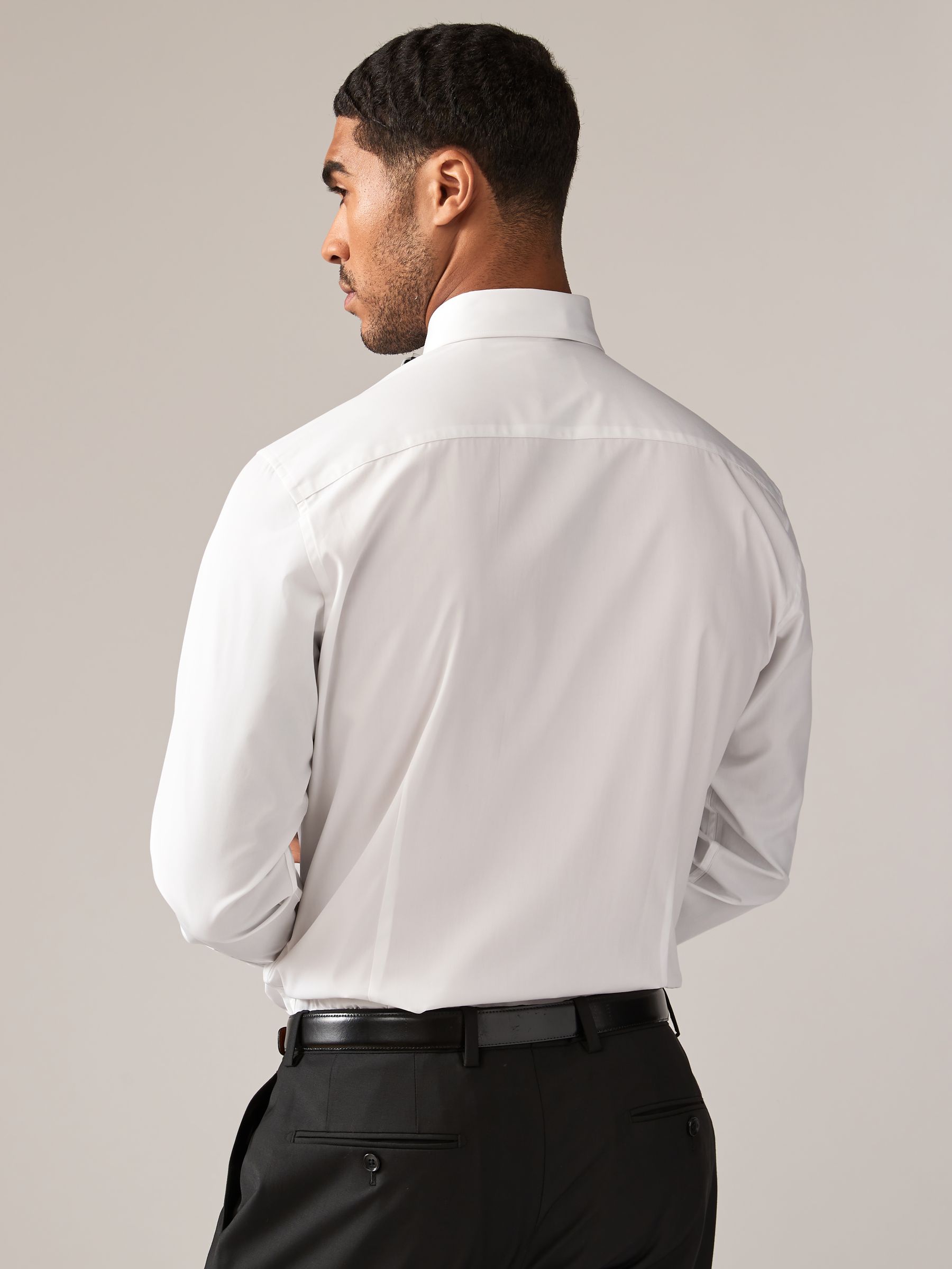 White Pleated Bib Front Dress Shirt - Image 2 of 7