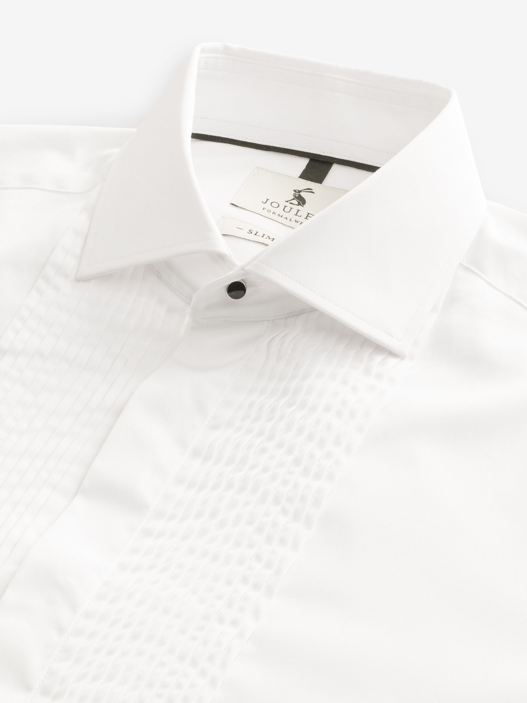 White Pleated Bib Front Dress Shirt - Image 6 of 7
