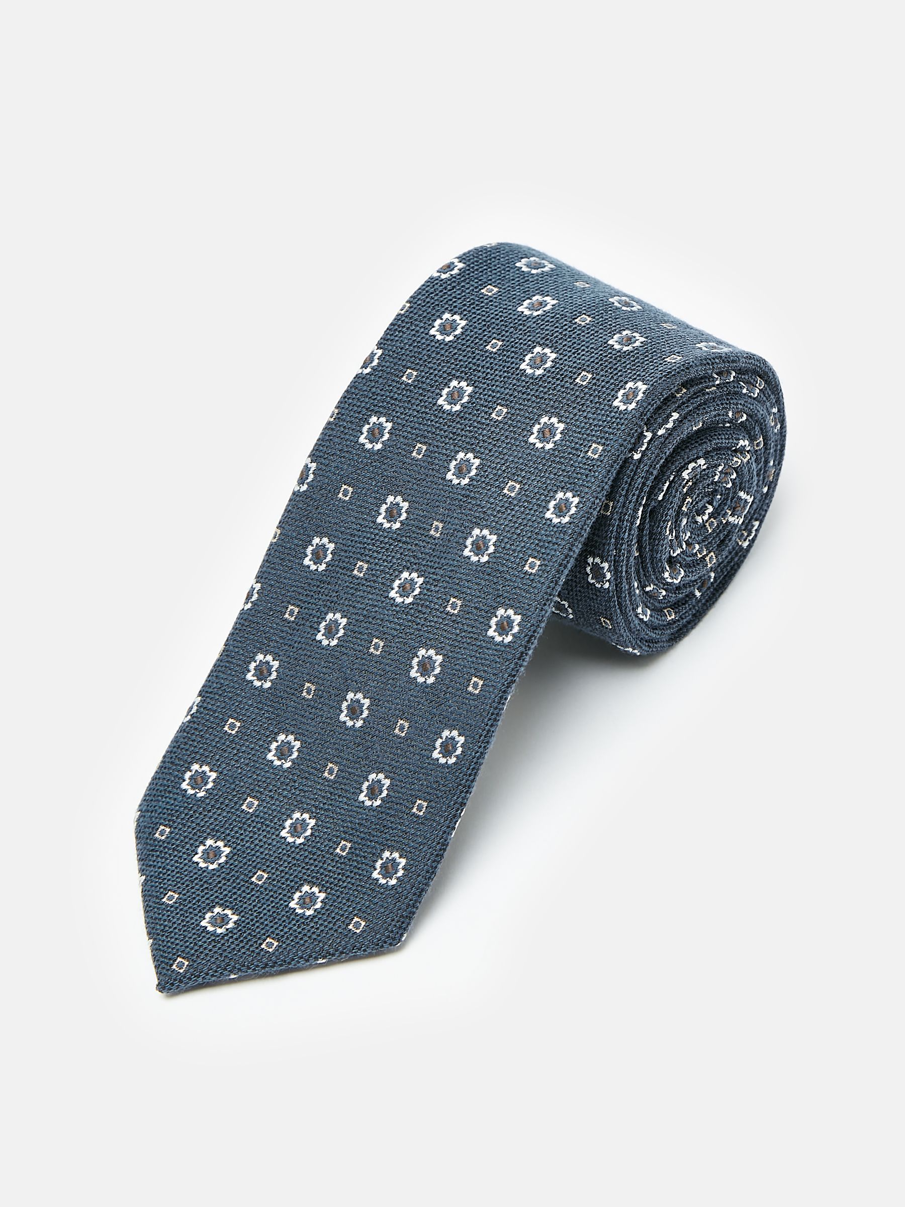 Navy Blue Medallion Silk Tie - Image 1 of 3