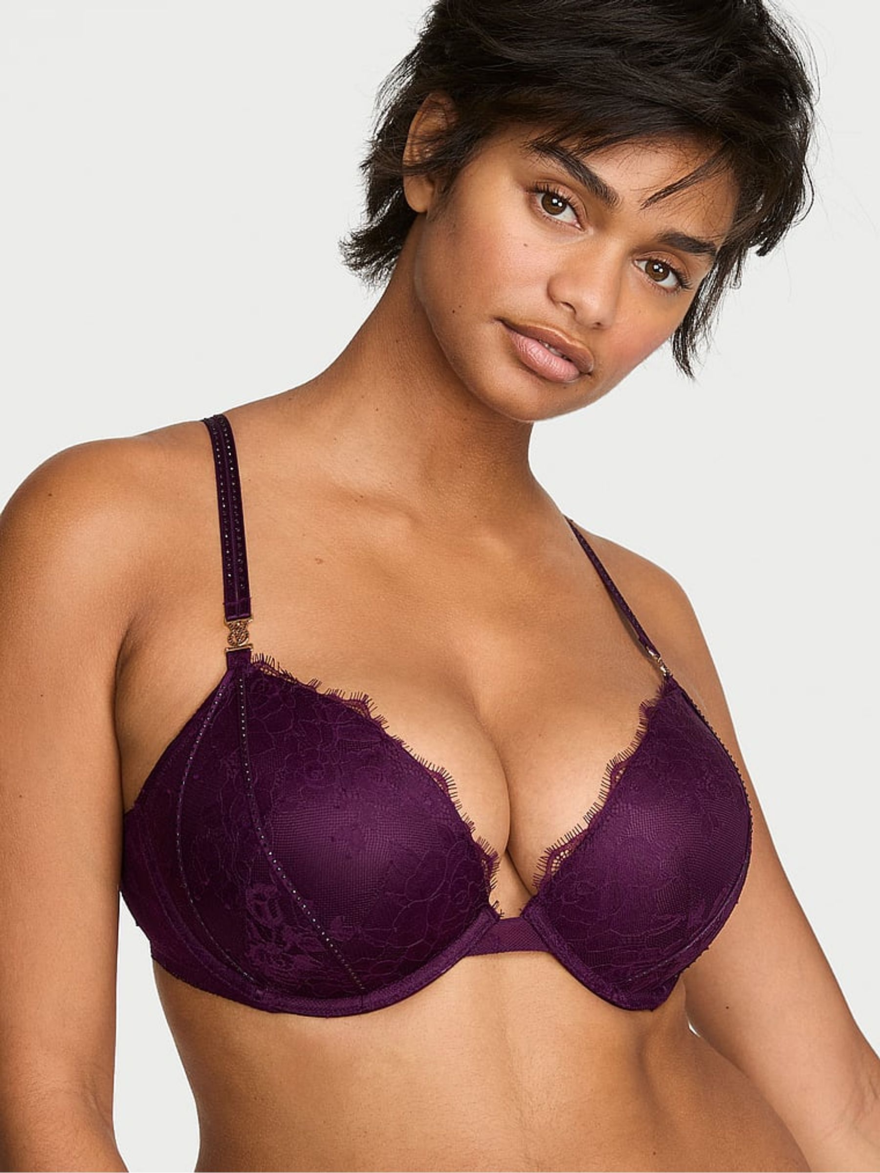 Party On Purple Push Up Lace Shine Bra - Image 1 of 2