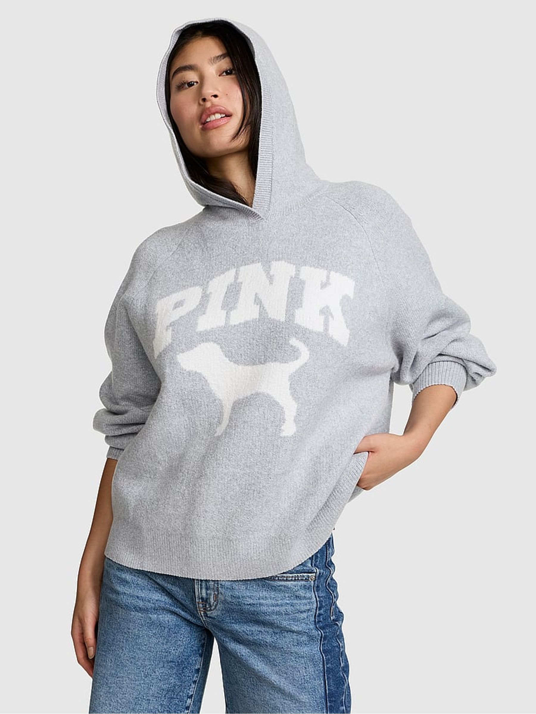 Medium Heather Grey Knit Hoodie - Image 2 of 3 Medium Heather Grey Knit Hoodie - Image 2 of 3