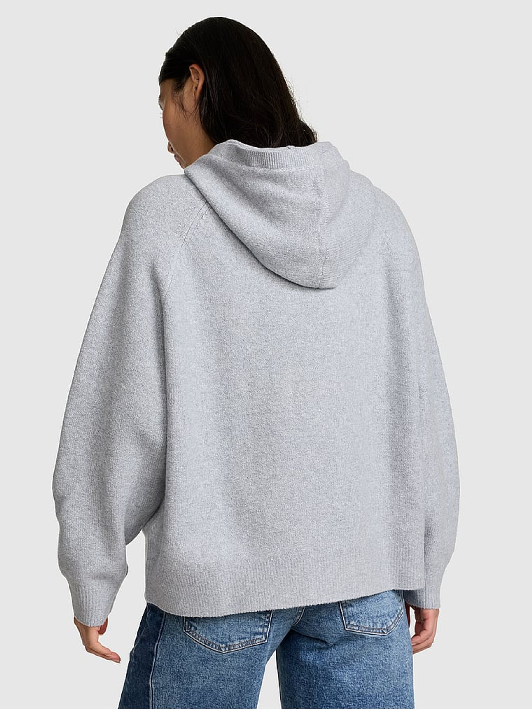 Medium Heather Grey Knit Hoodie - Image 3 of 3