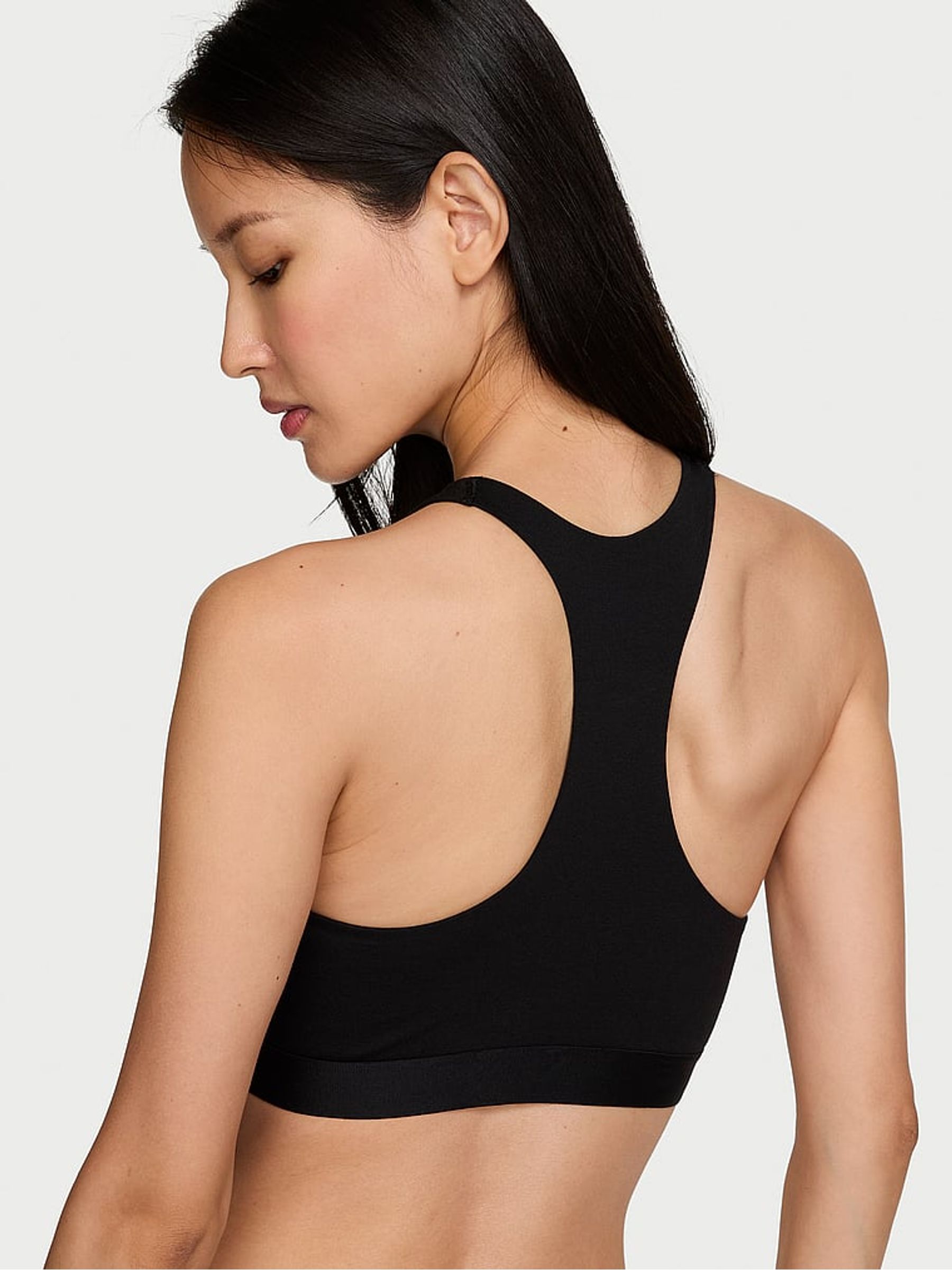 Black Racer Back Cotton Shine Patch Bralette - Image 2 of 2
