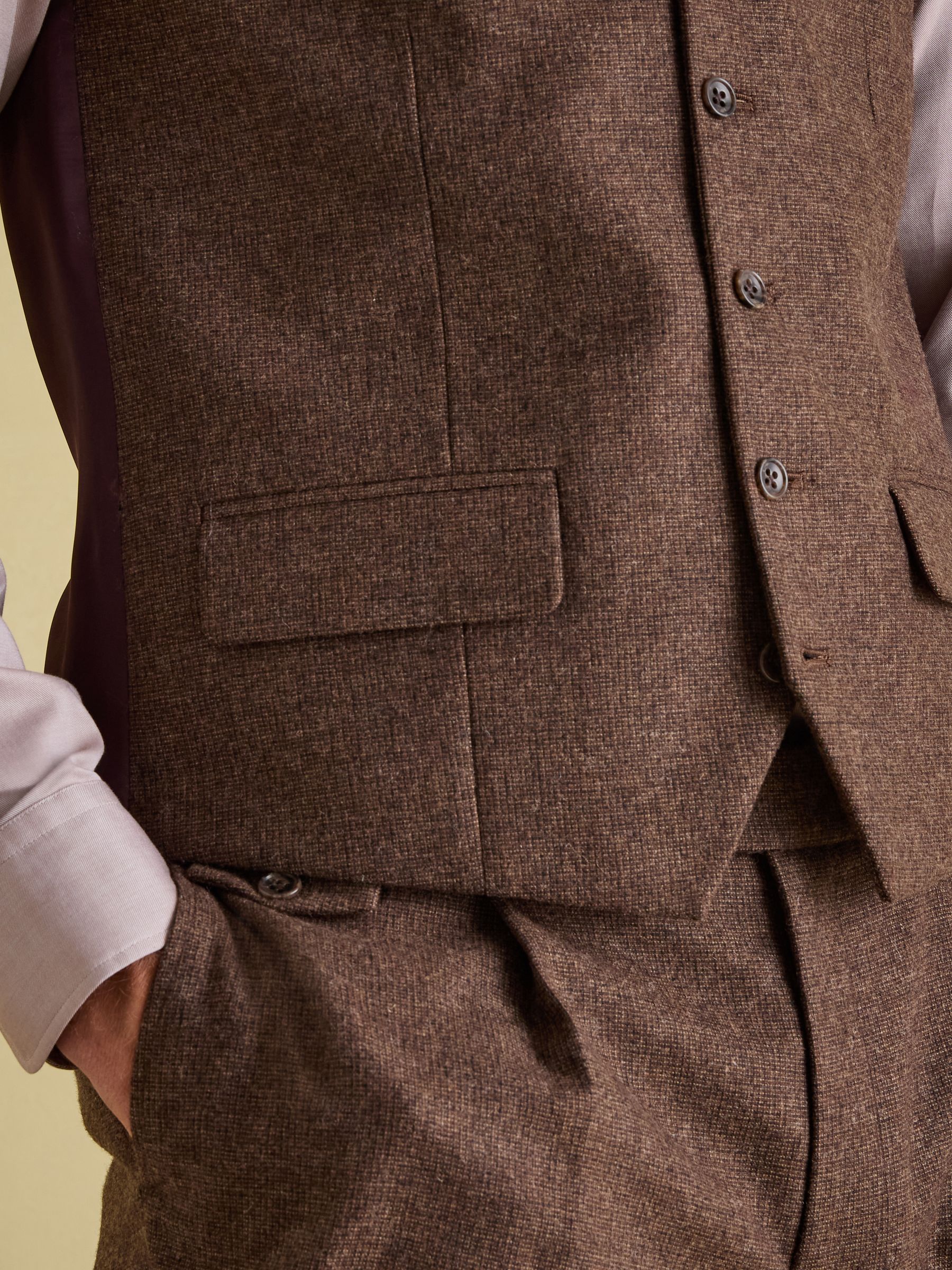 Brown Slim Fit Texture Suit Waistcoat - Image 5 of 5