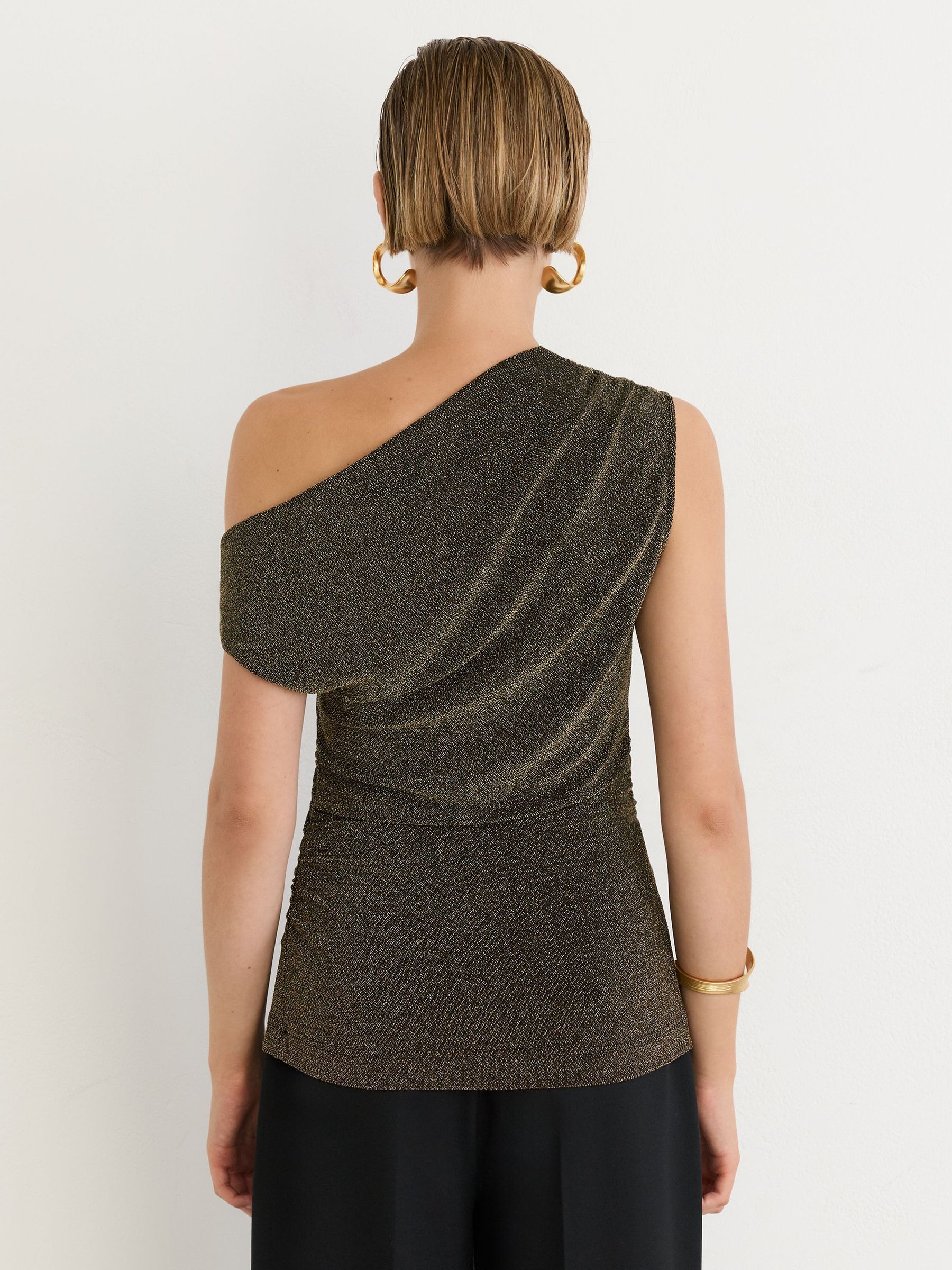 Metallic-Thread Off-Shoulder Top in Gold - Image 4 of 6