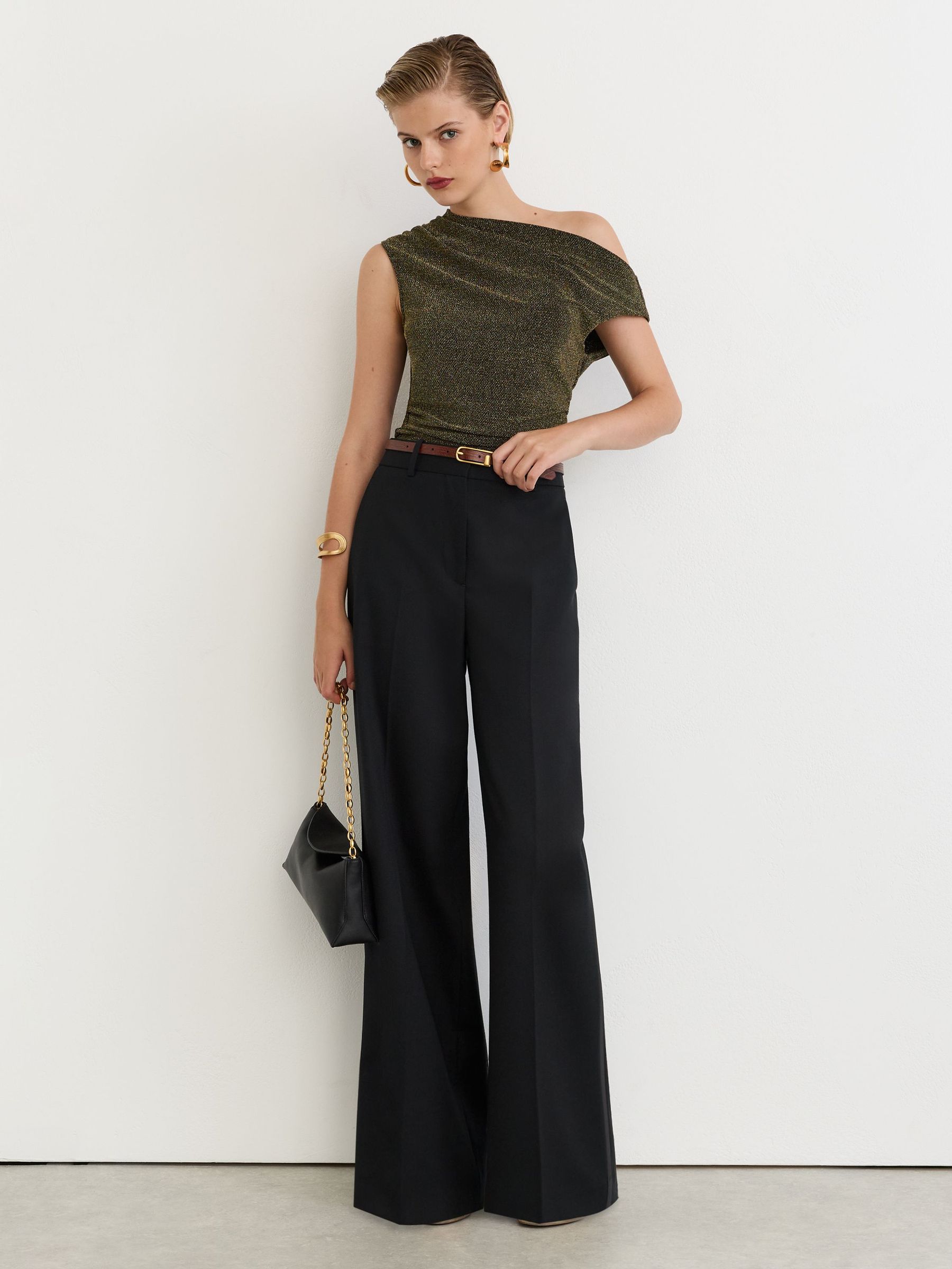 Metallic-Thread Off-Shoulder Top in Gold - Image 5 of 6