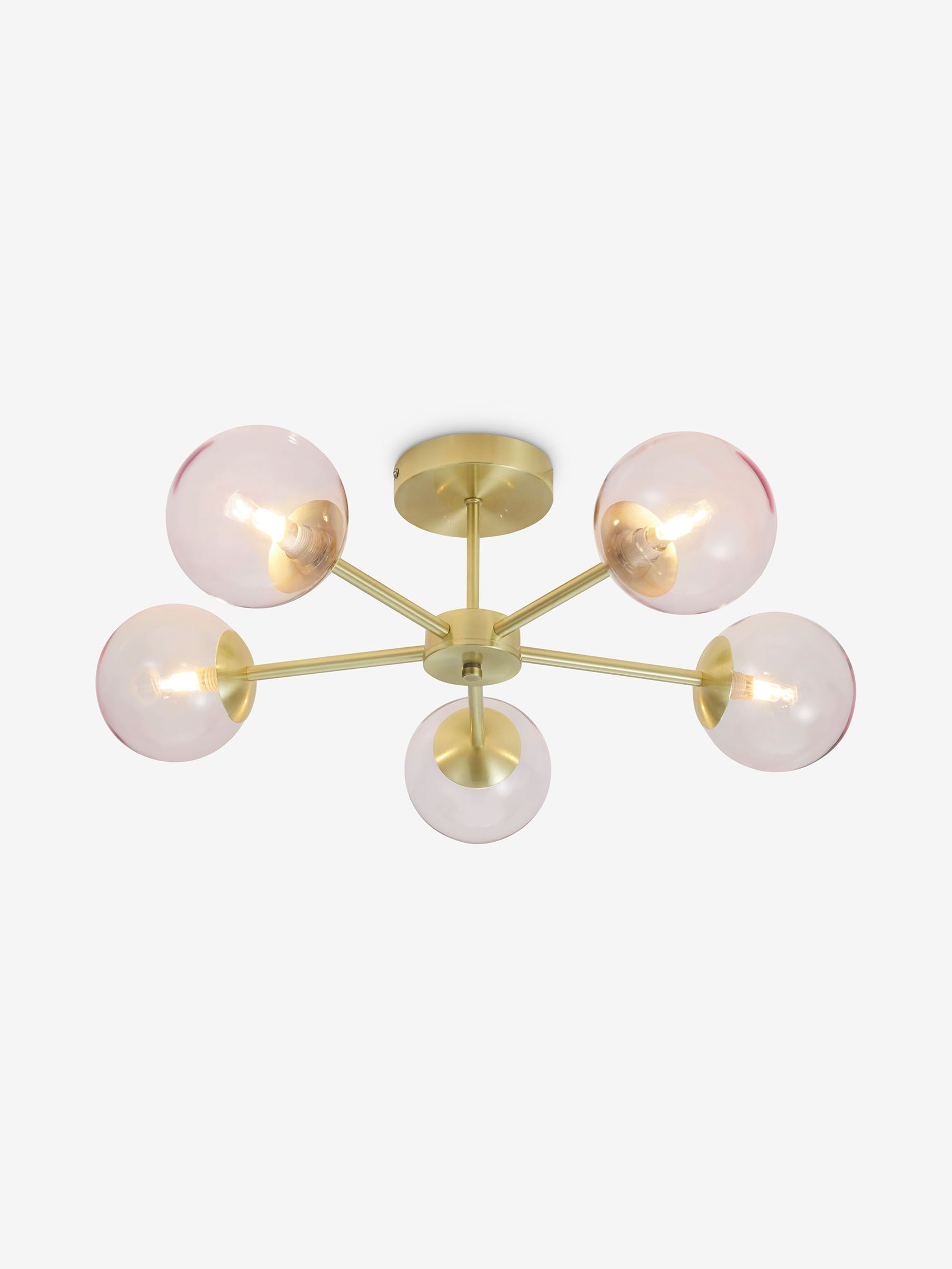 Globe 5 Light Flush Ceiling Light in Pink - Image 2 of 3