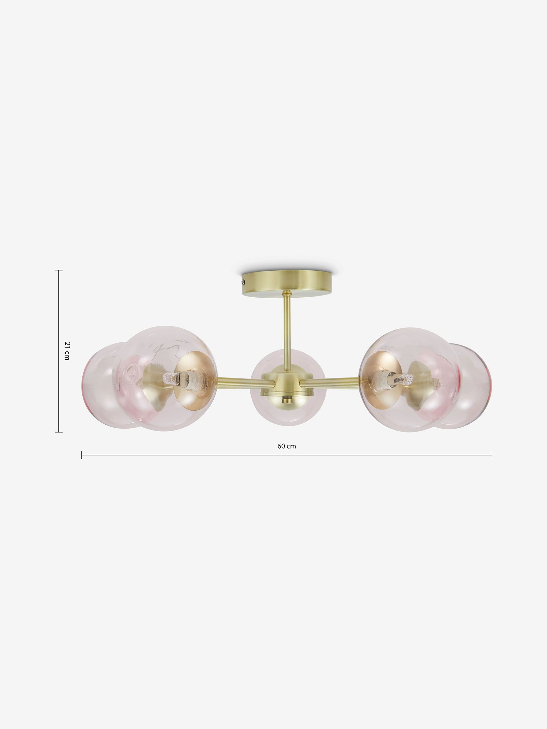 Globe 5 Light Flush Ceiling Light in Pink - Image 3 of 3