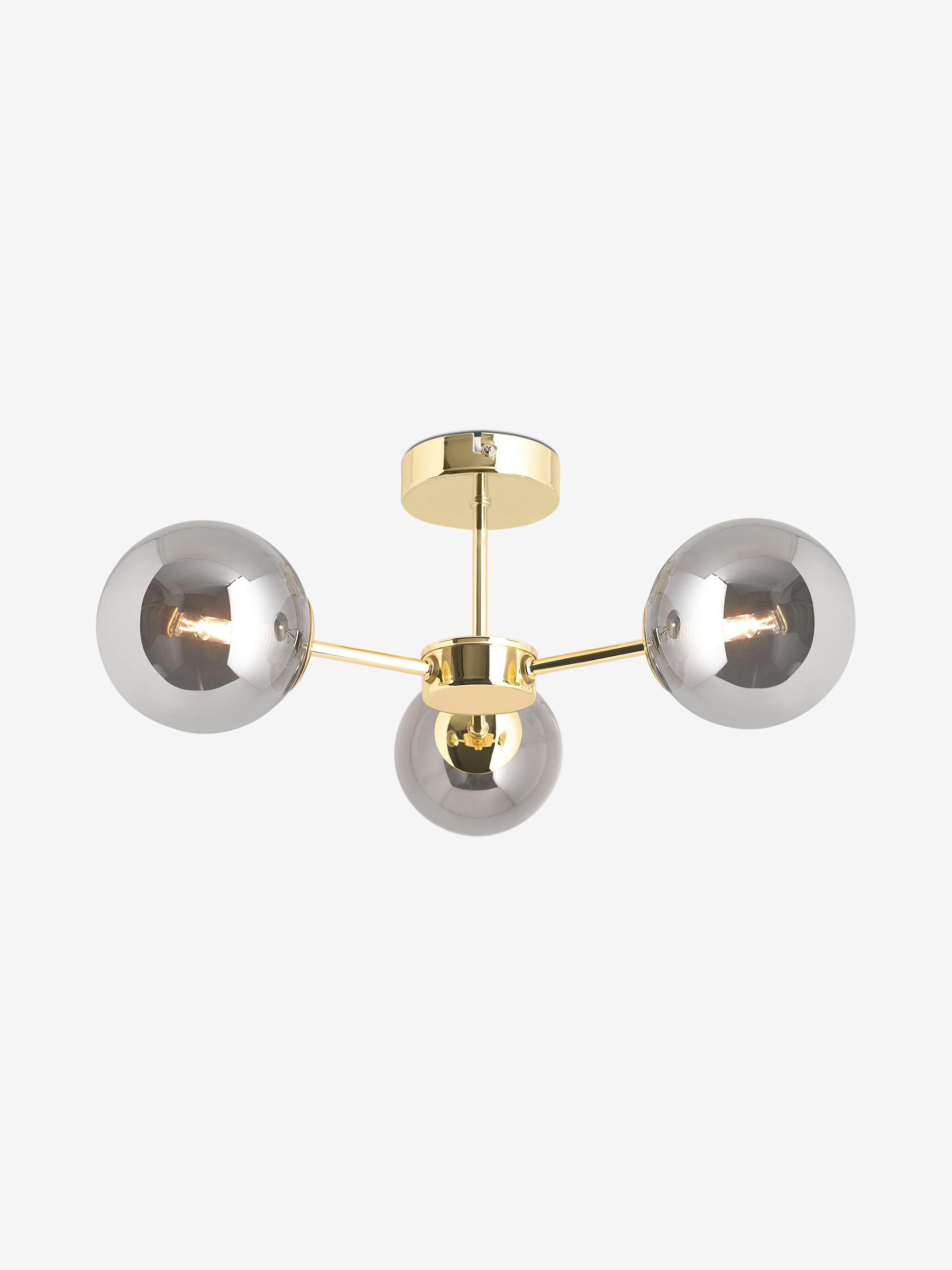 Globe Bathroom Flush 3 Ceiling Light in Black - Image 1 of 2