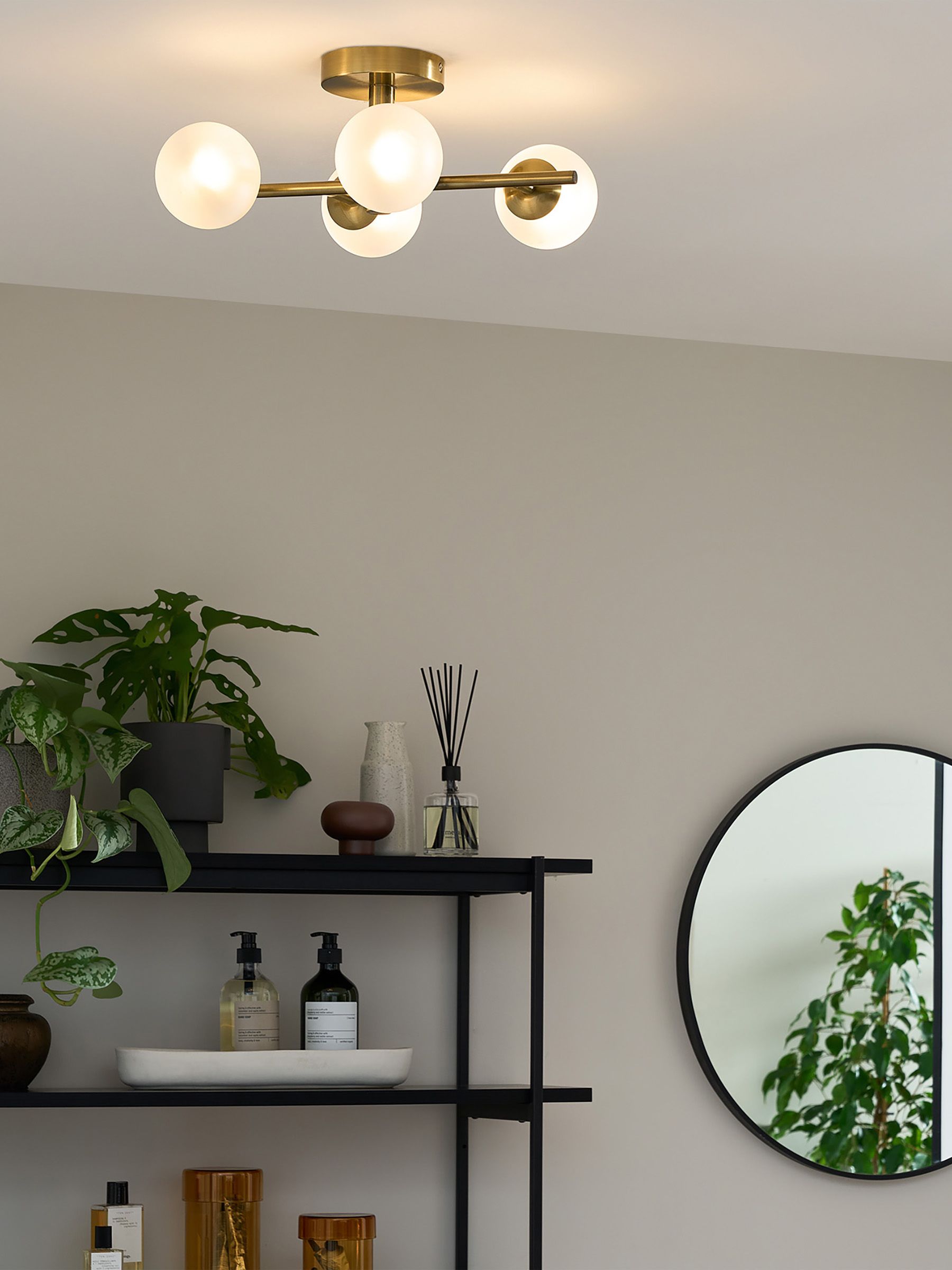 Isia Bathroom Flush Light in Brass - Image 1 of 3