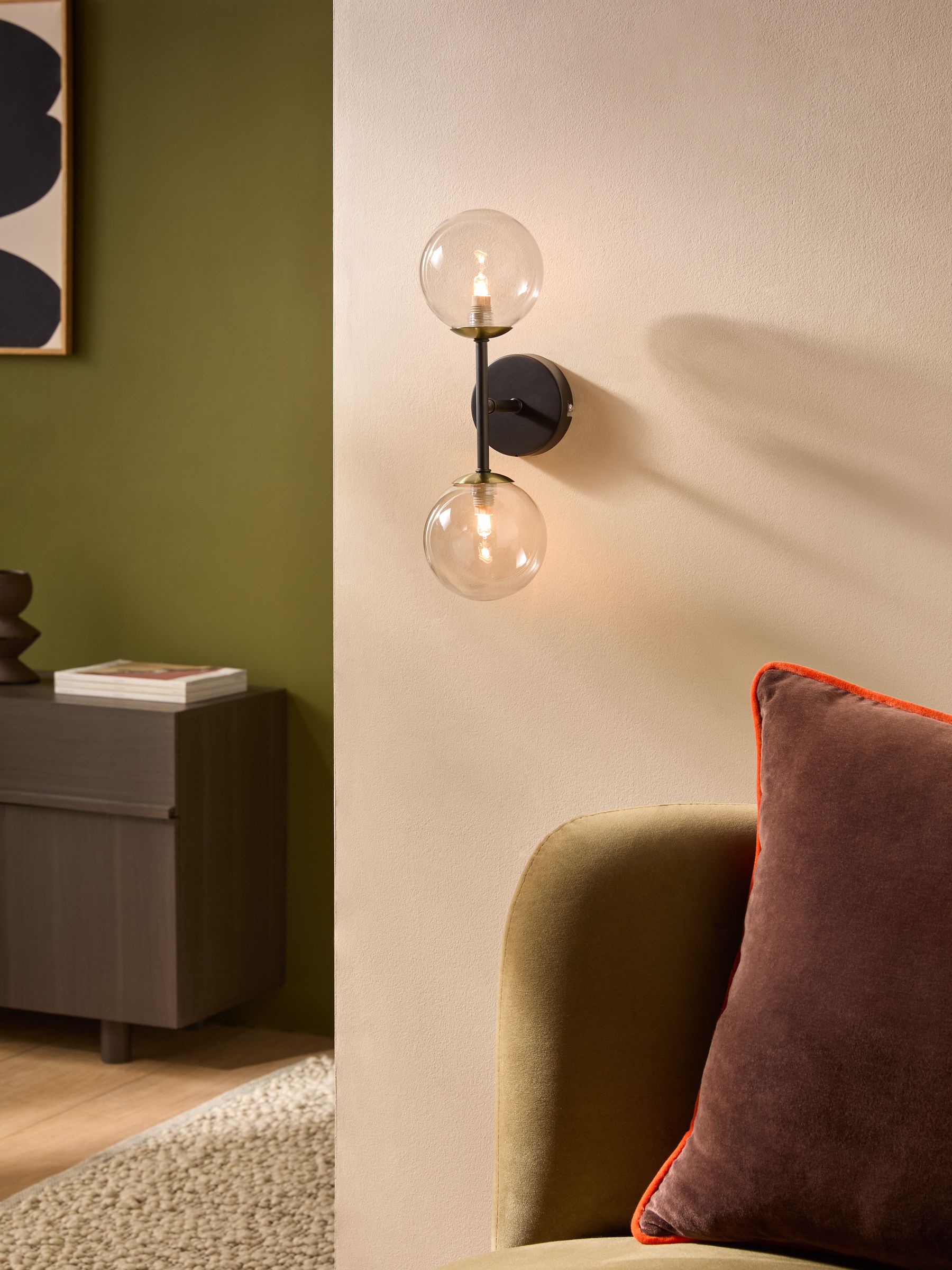 Globe Wall Light in Black Antique Brass - Image 1 of 5