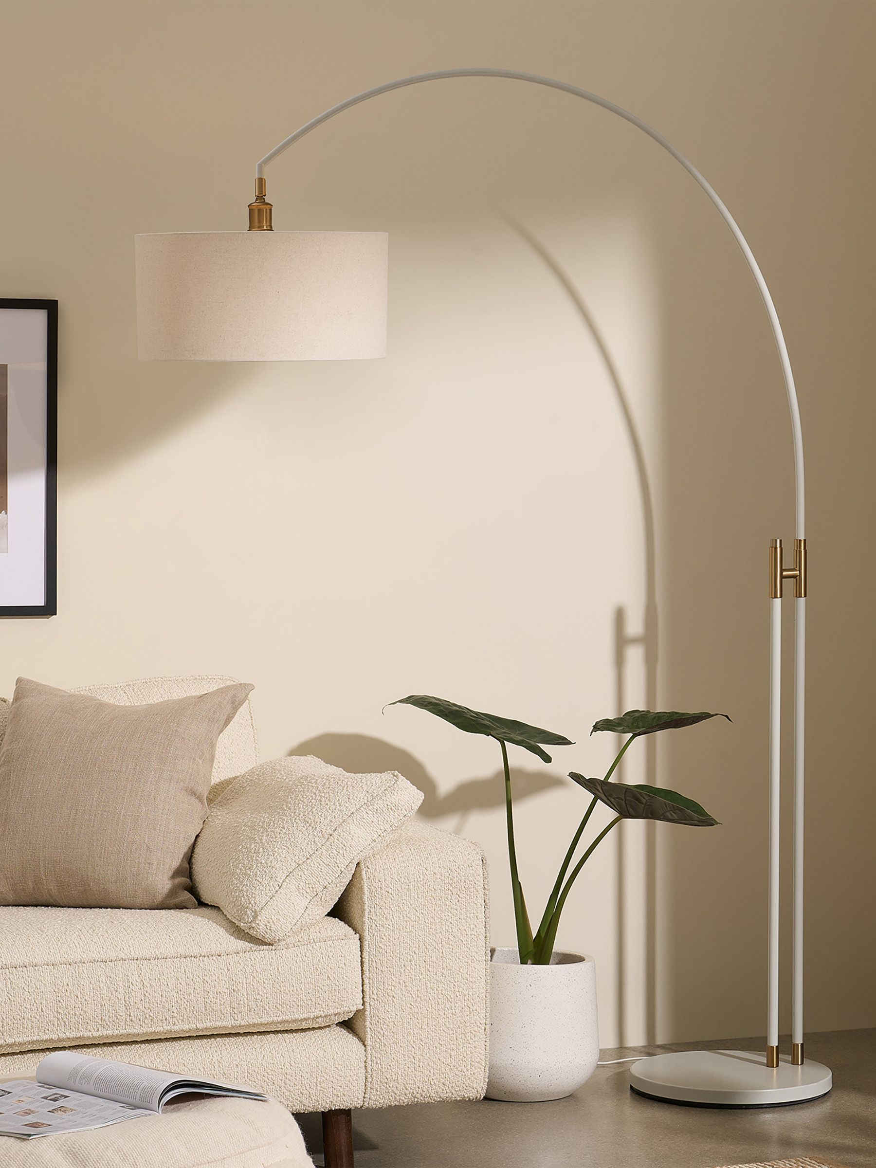 Teo Arch Floor Lamp in White - Image 1 of 4