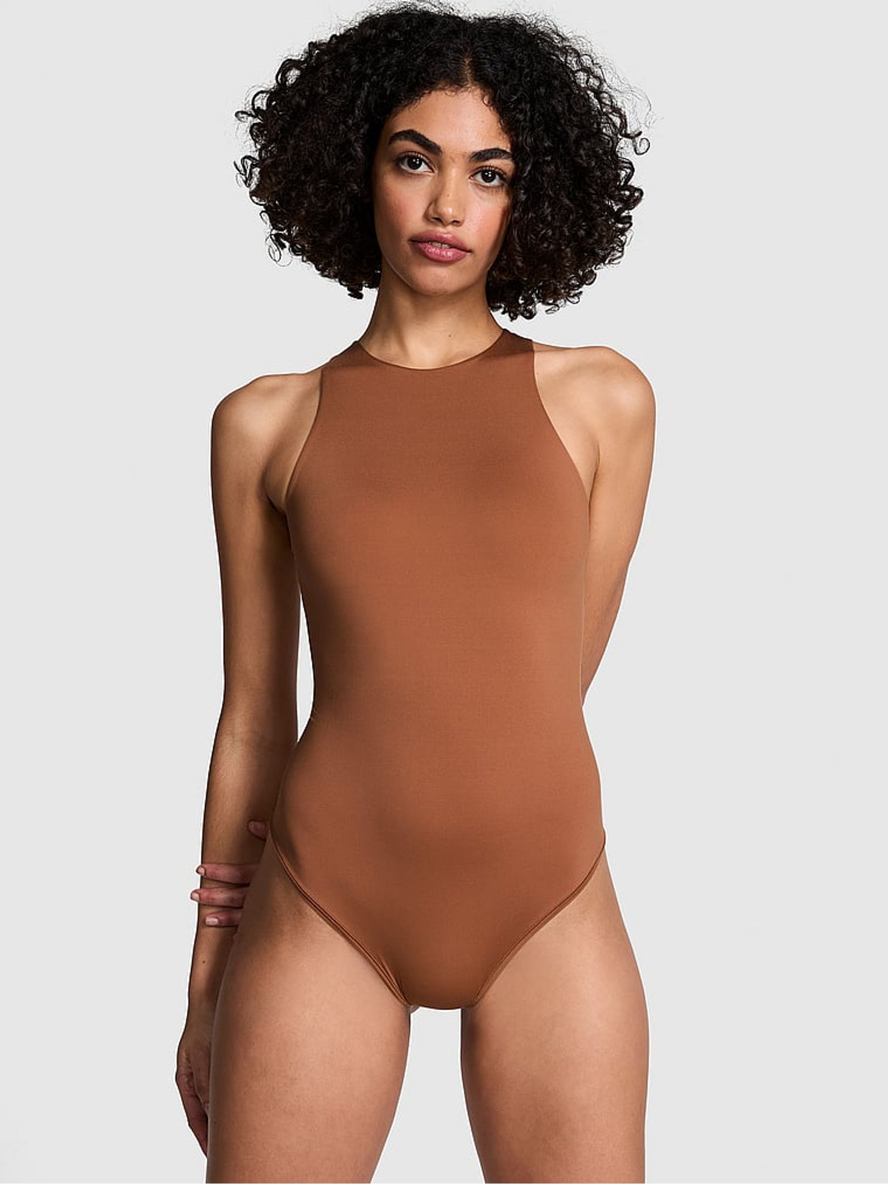 Caramel Brown Soft Stretch Tank Bodysuit - Image 1 of 4