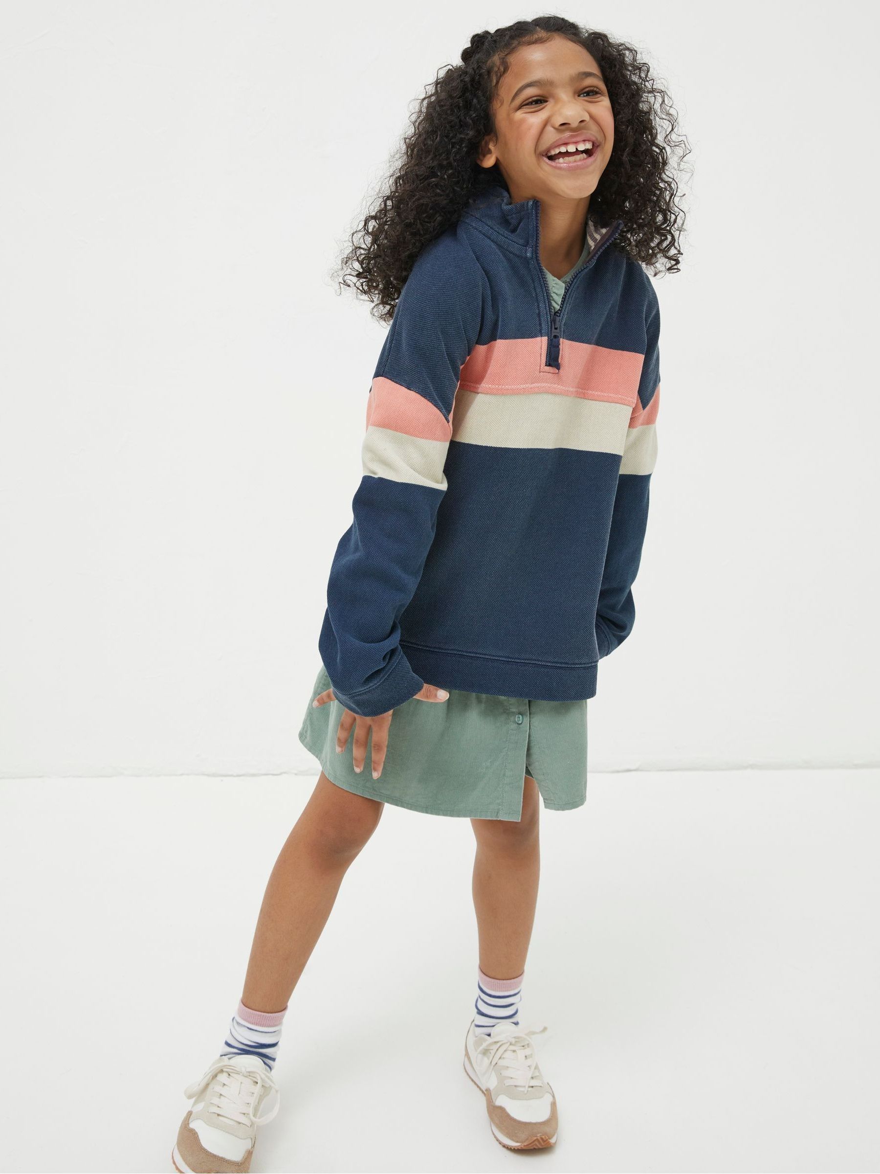 Blue Colourblock Boxy Airlie Sweat Top FatFace