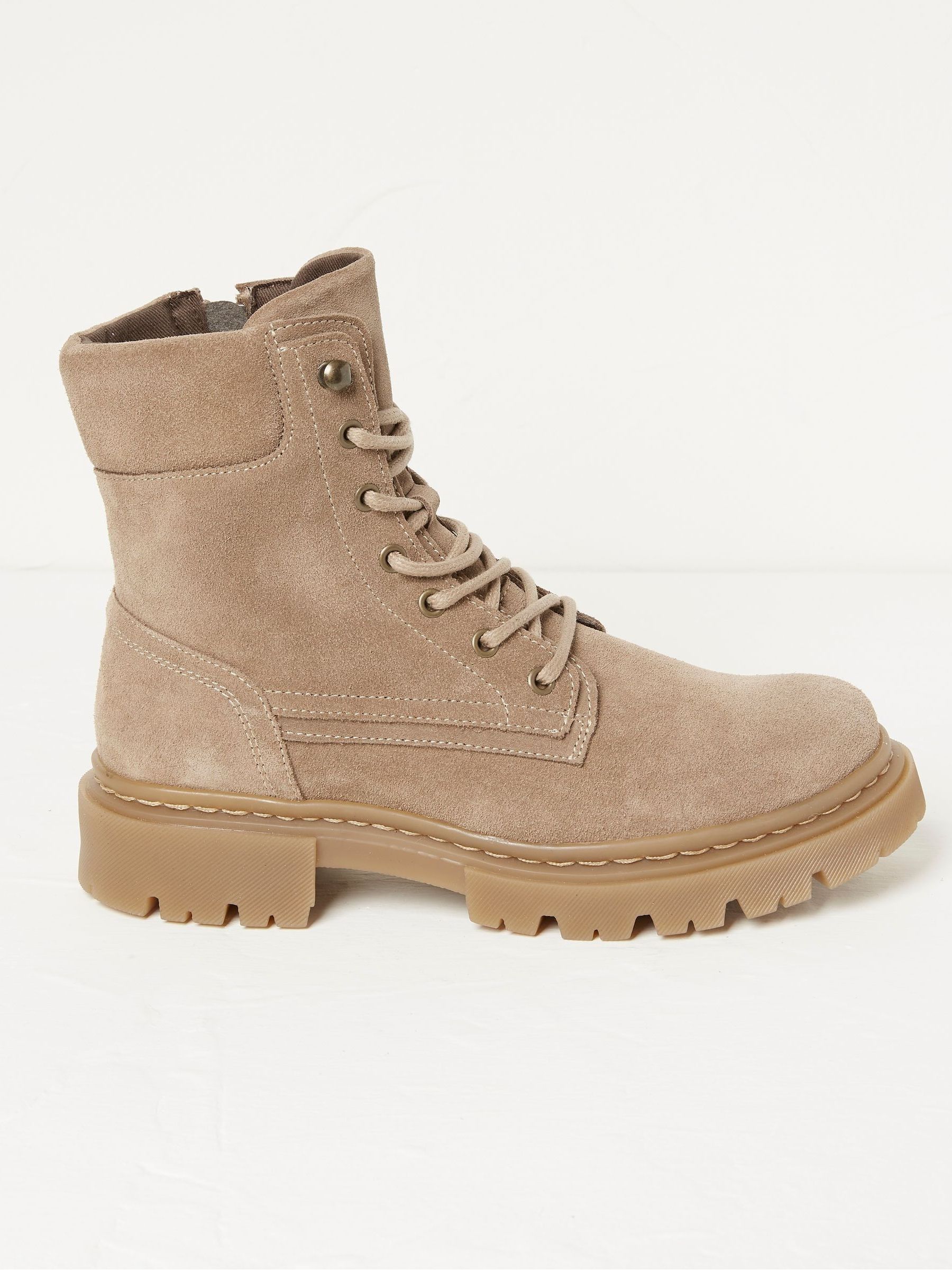Natural Eliza Suede Ankle Worker Boots - Image 1 of 5