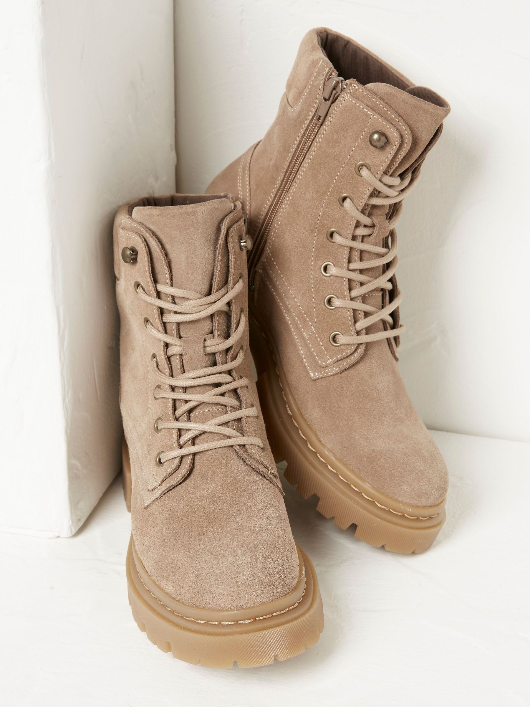 Natural Eliza Suede Ankle Worker Boots - Image 2 of 5