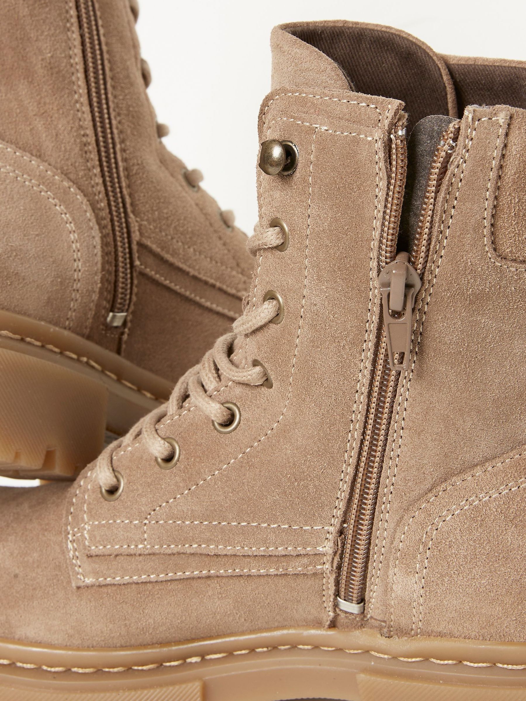 Natural Eliza Suede Ankle Worker Boots - Image 4 of 5