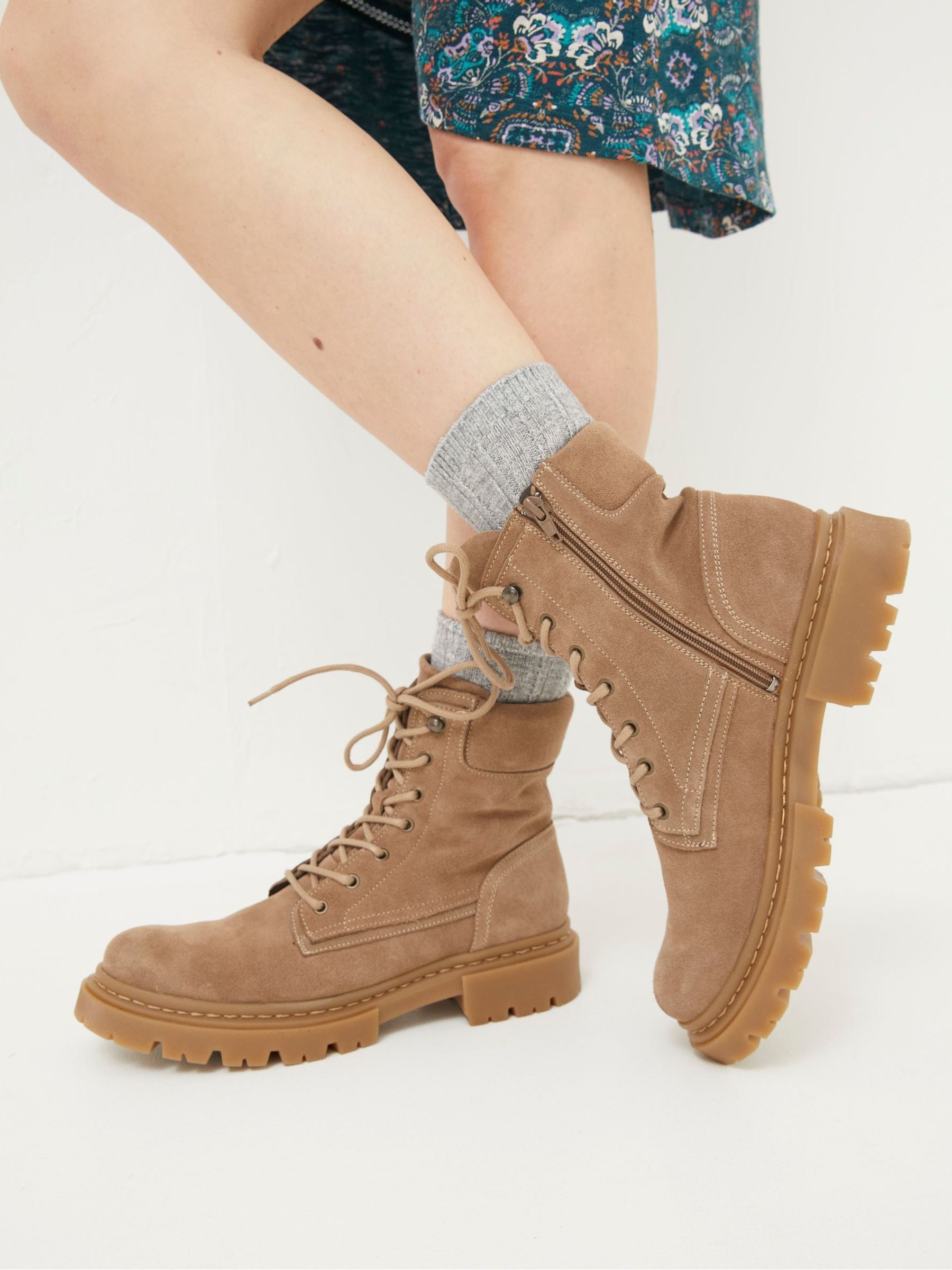 Natural Eliza Suede Ankle Worker Boots - Image 5 of 5