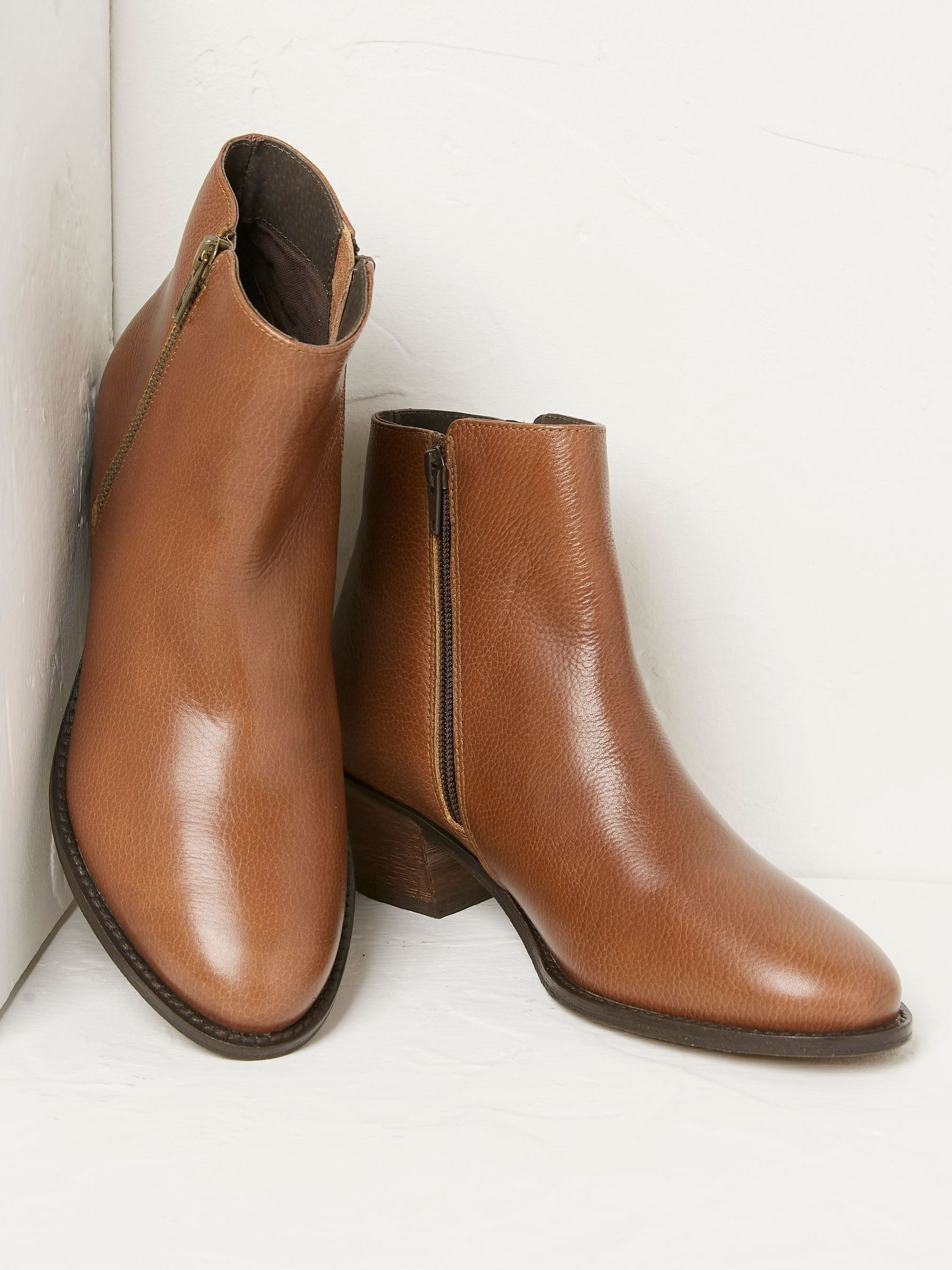 Camel Betsy Zip Detail Ankle Boots - Image 2 of 4