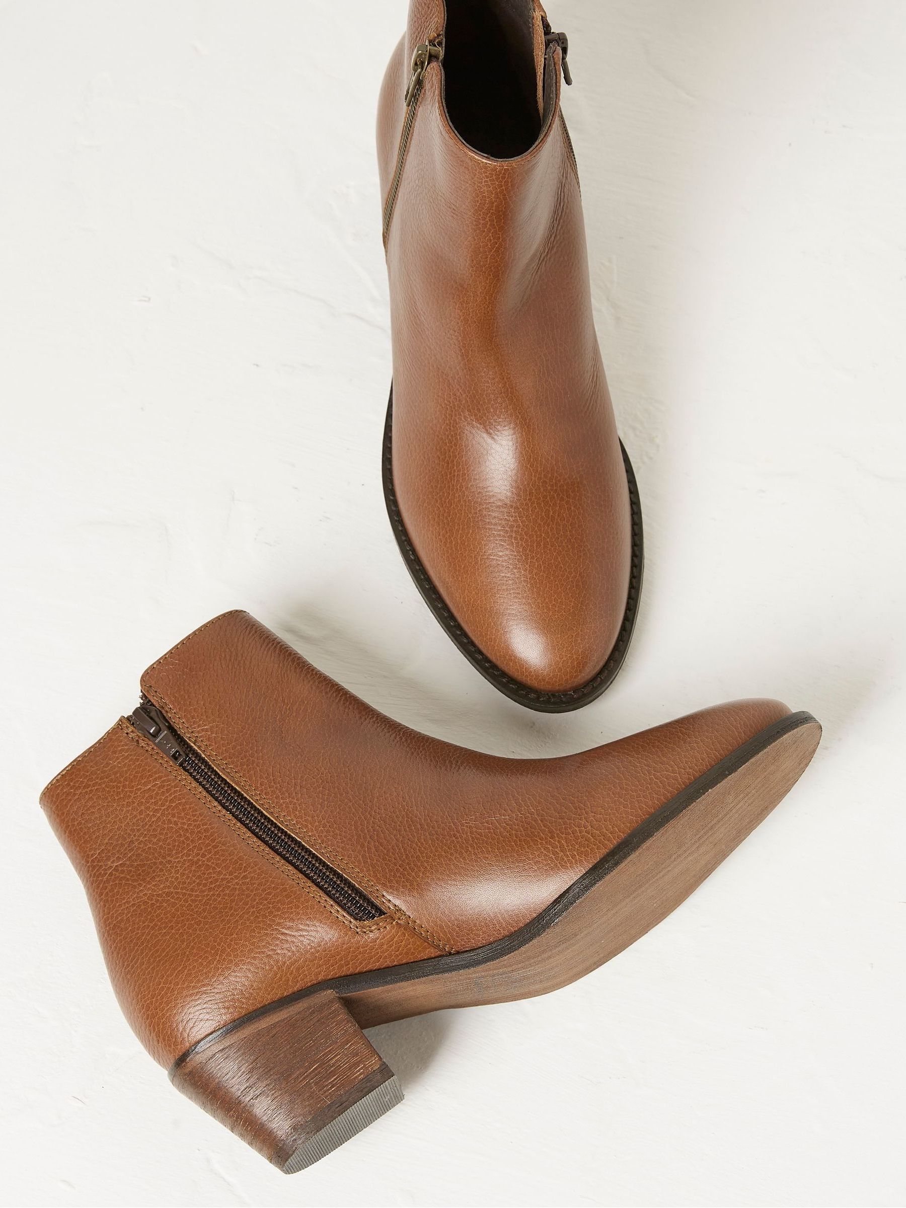Camel Betsy Zip Detail Ankle Boots - Image 3 of 4