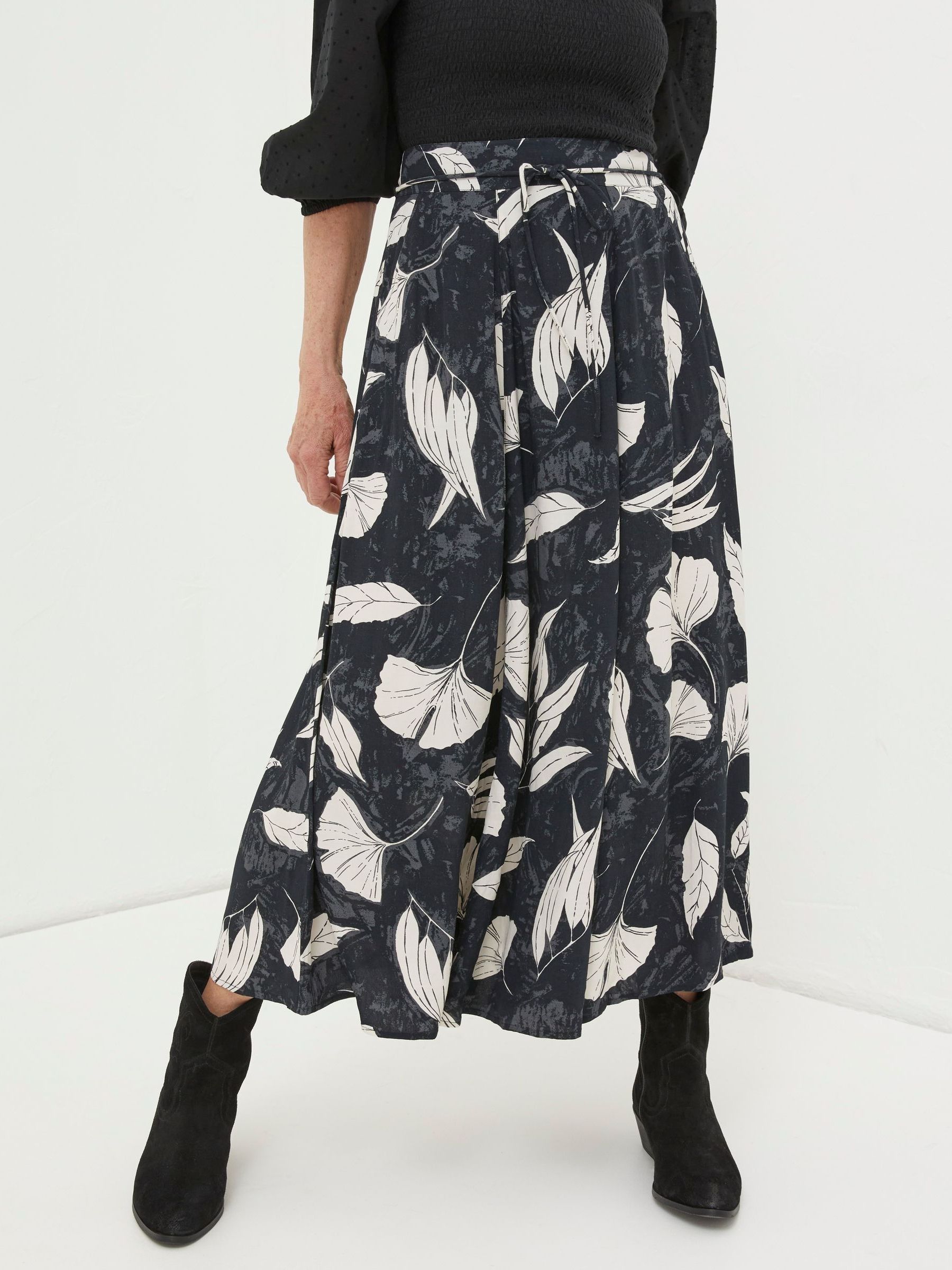 Black Mason Twilight Leaves Midi Skirt - Image 1 of 5