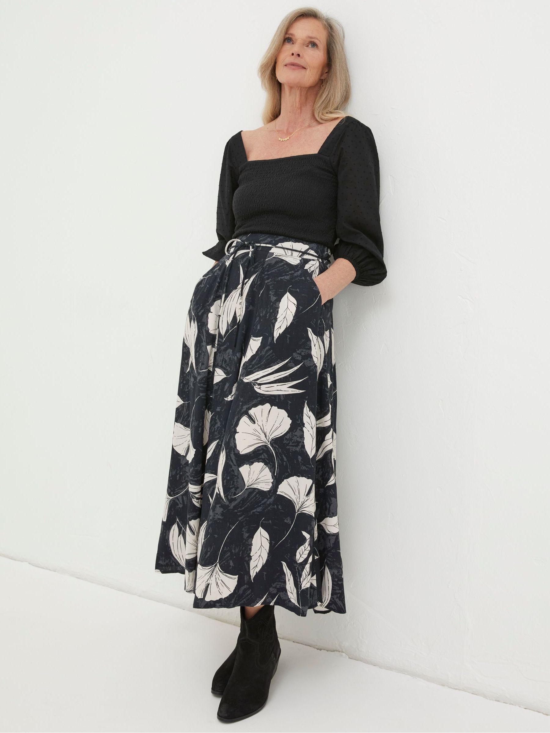 Black Mason Twilight Leaves Midi Skirt - Image 3 of 5