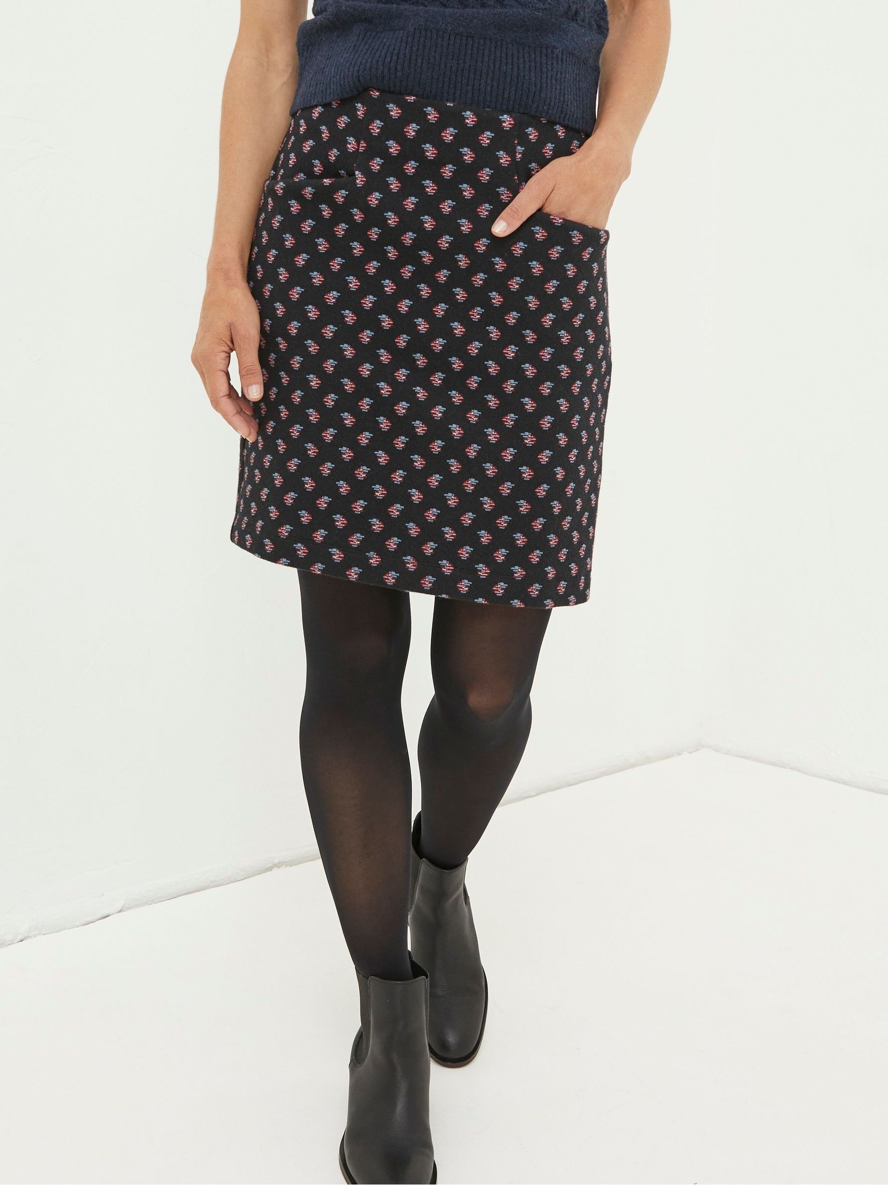 Black Jennie Floral Geo Jersey Skirt - Image 1 of 5