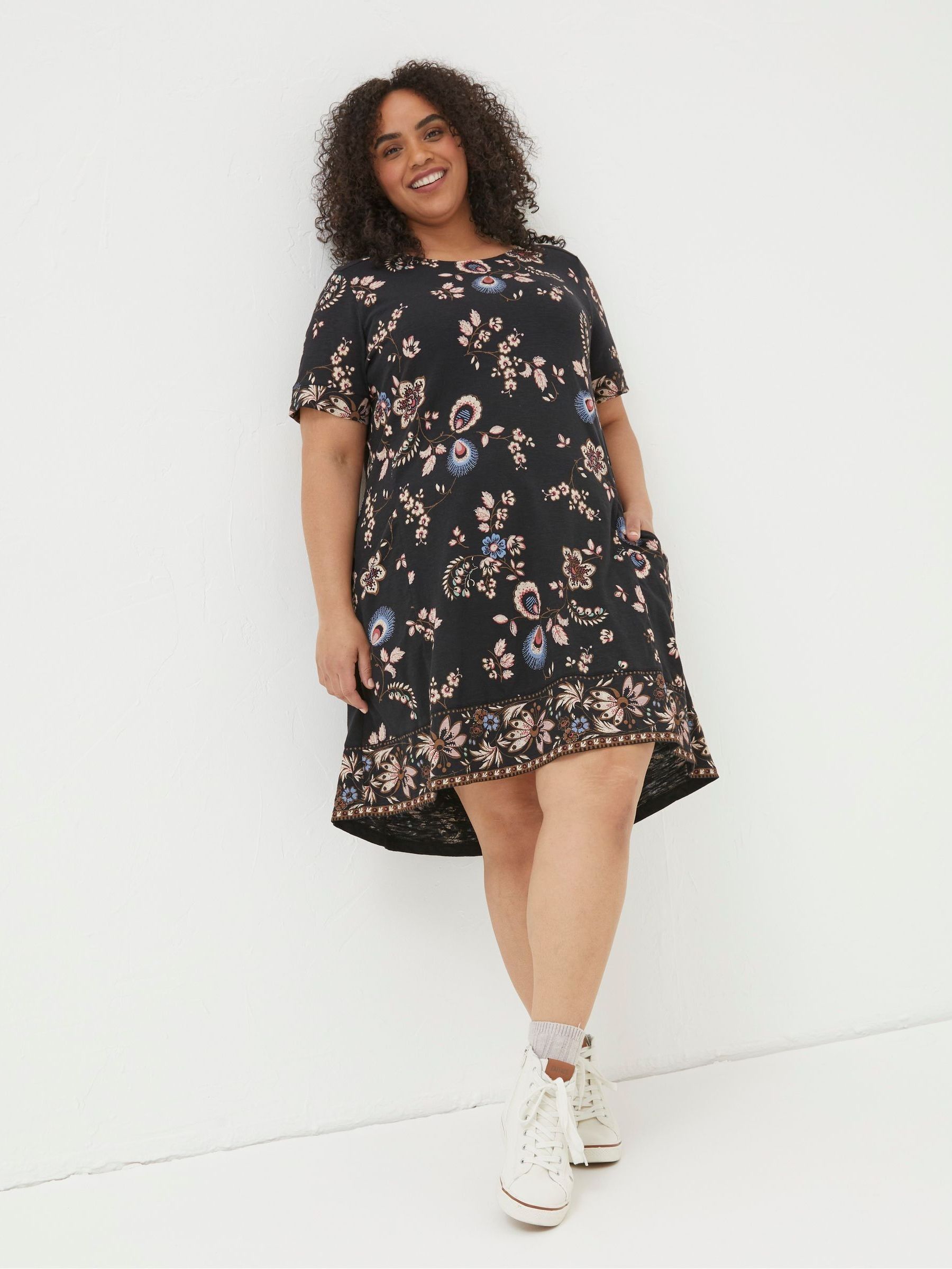 Black Simone Fall Floral Jersey Dress - Image 3 of 6