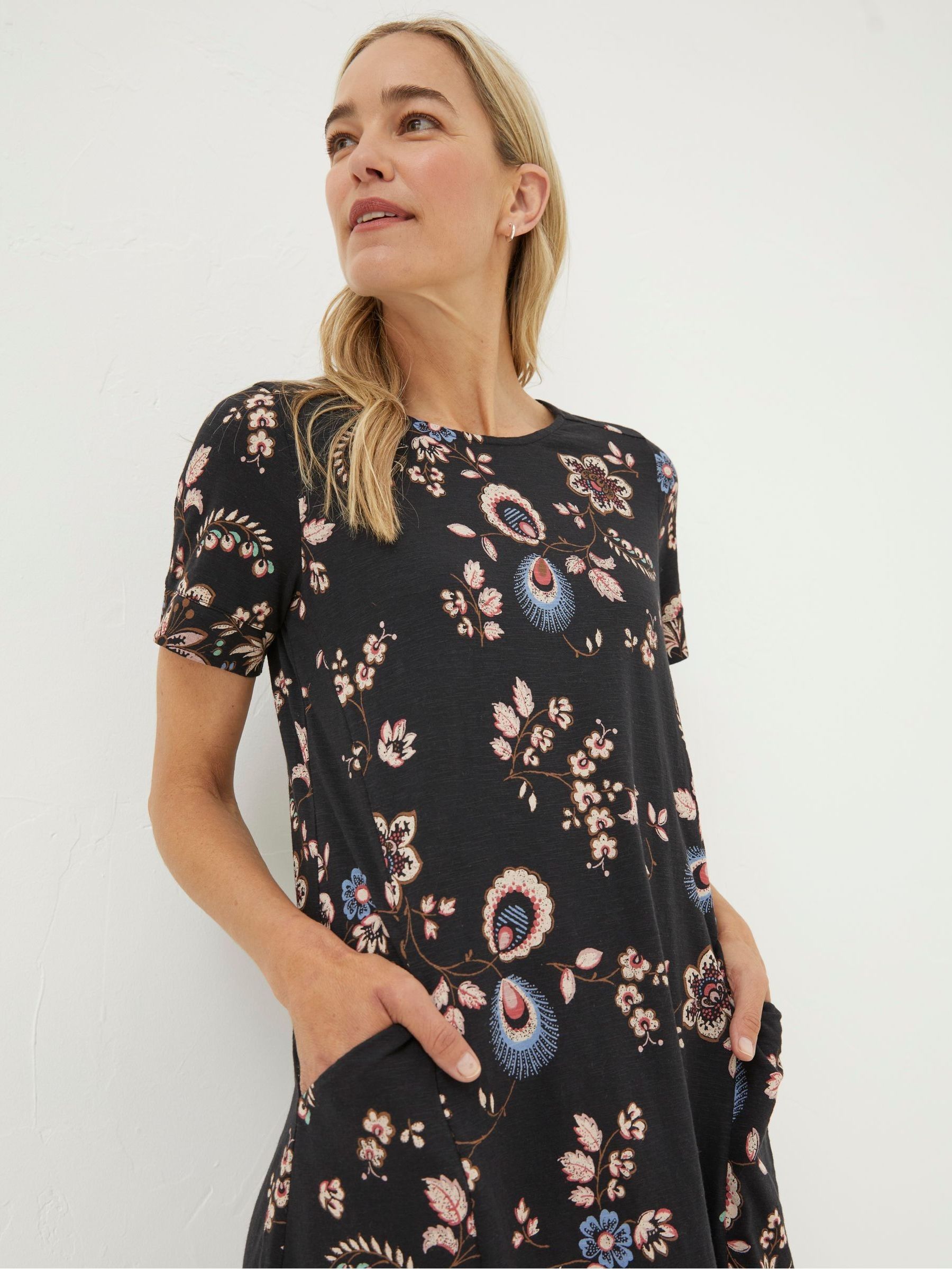 Black Simone Fall Floral Jersey Dress - Image 4 of 6