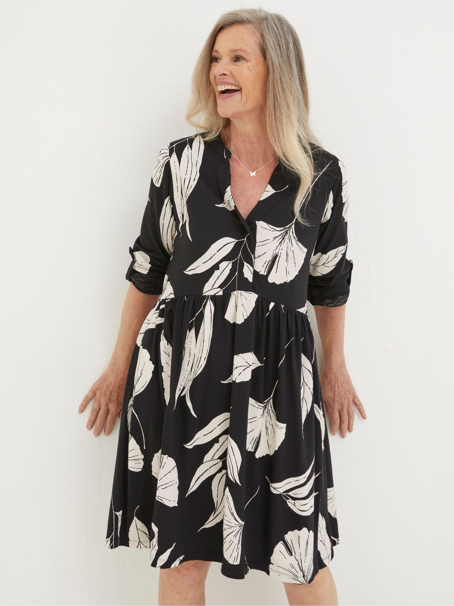 Black Elsie Twilight Leaves Jersey Dress - Image 1 of 6
