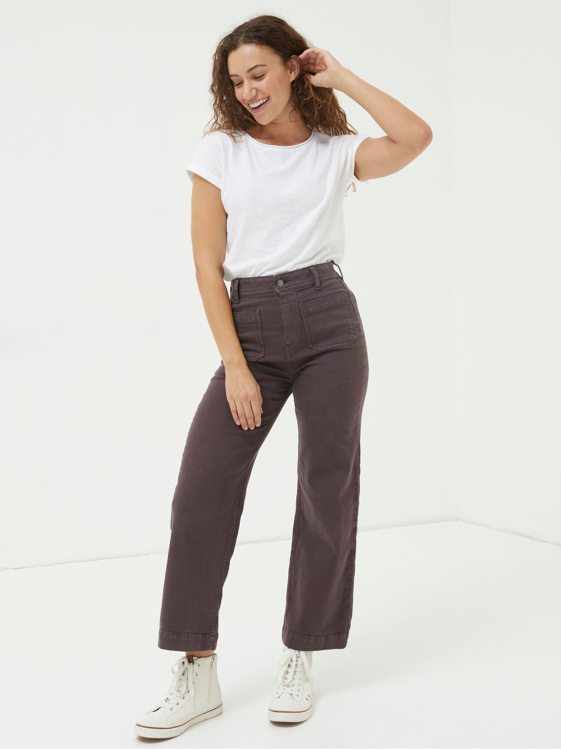 Purple Wide Leg Cropped Jeans - Image 1 of 6