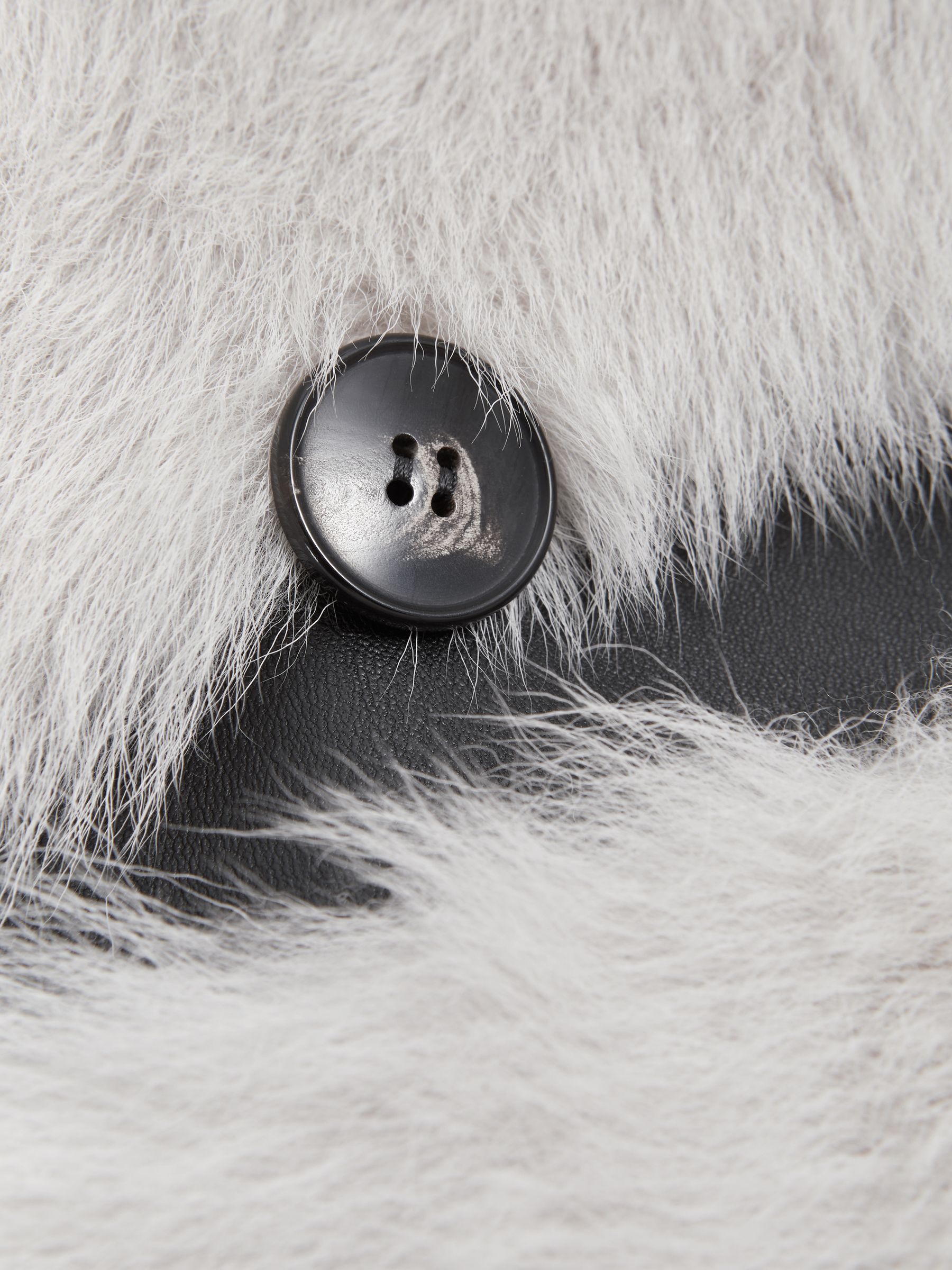 Shearling Leather Trim Long Coat in Mink - Image 7 of 8