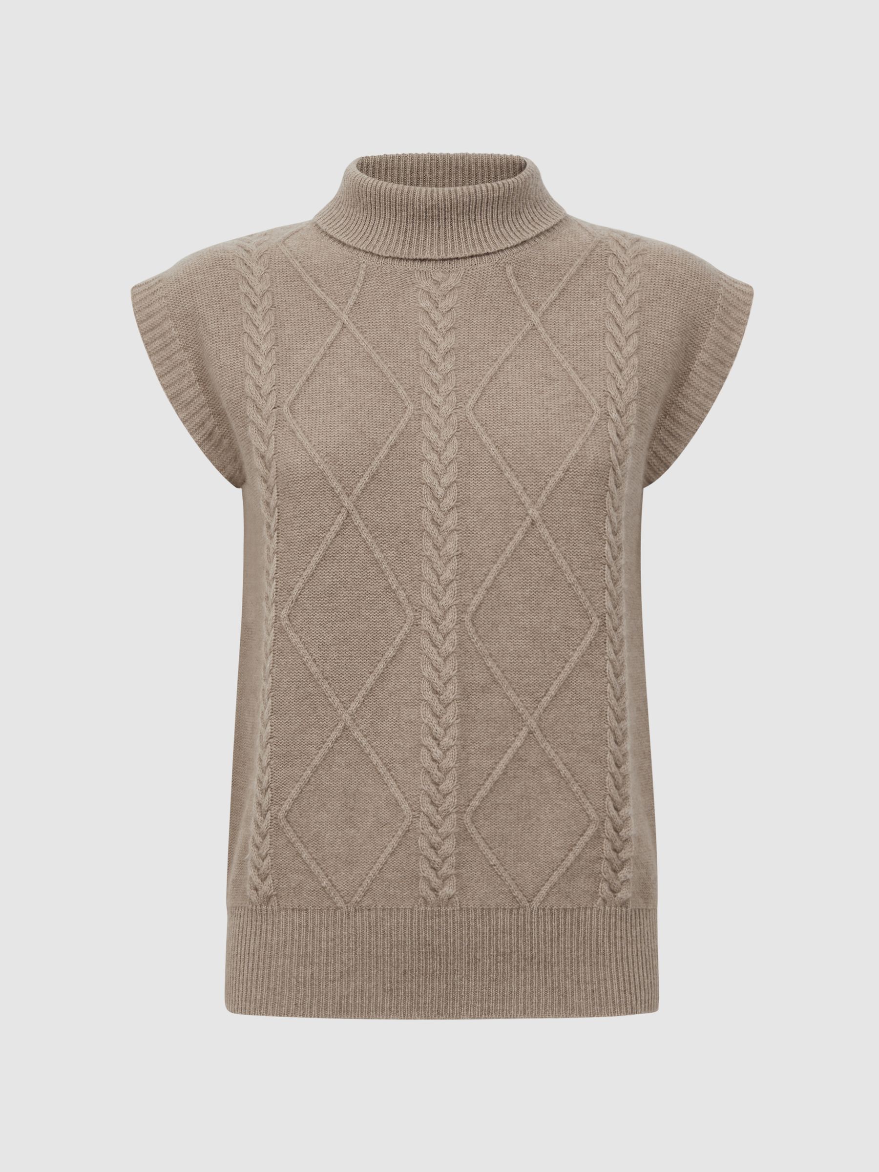 Madeleine Thompson Wool-Cashmere Funnel Neck Vest in Oatmeal - Image 2 of 5
