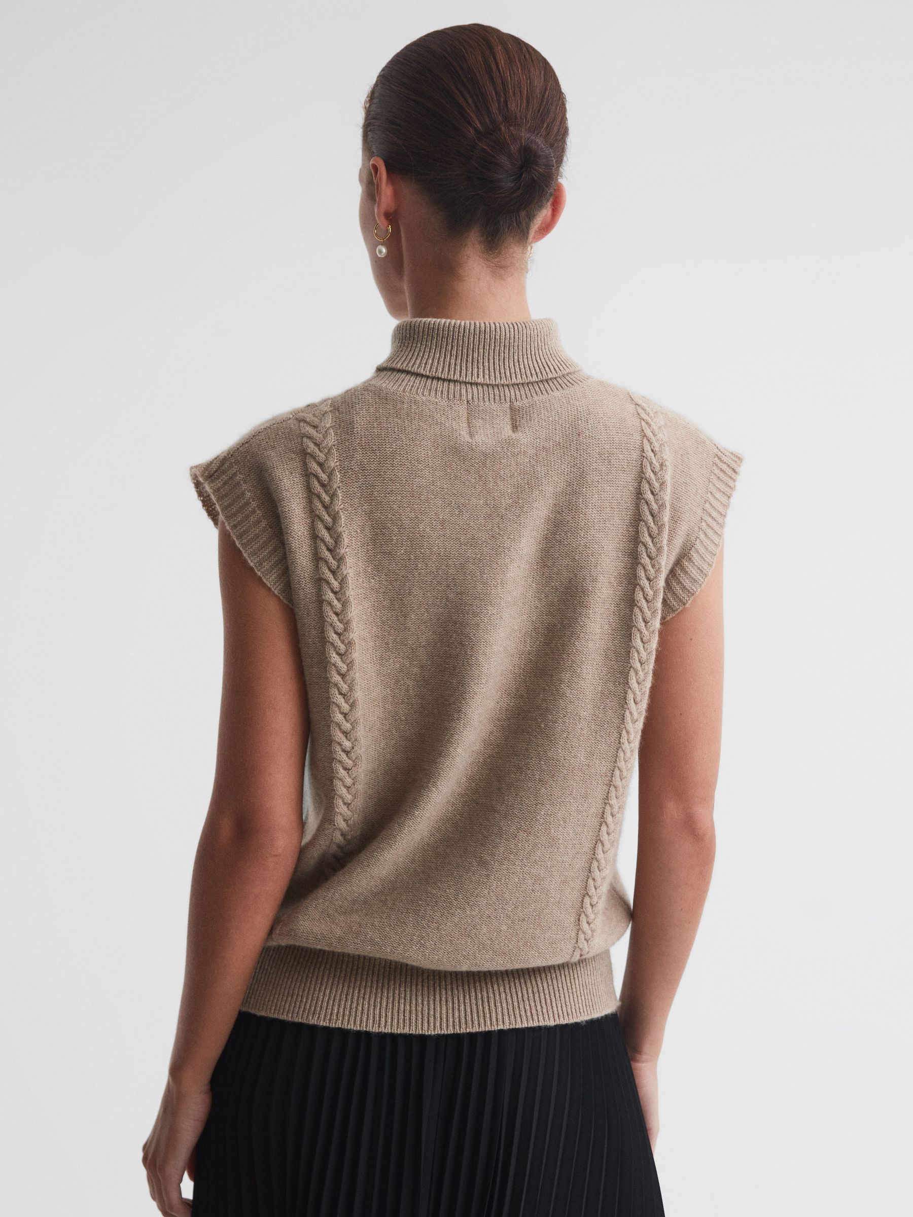 Madeleine Thompson Wool-Cashmere Funnel Neck Vest in Oatmeal - Image 5 of 5