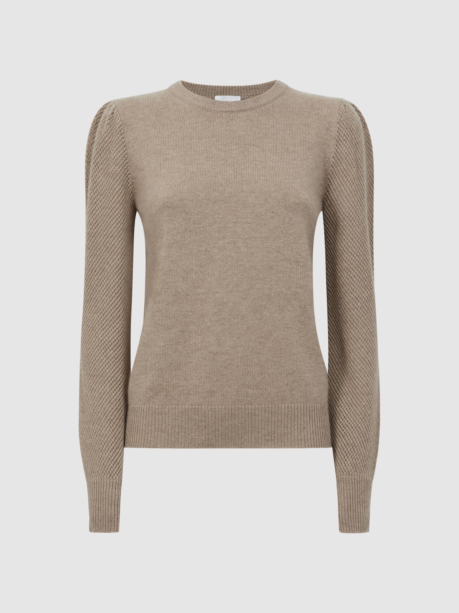 Madeleine Thompson Wool-Cashmere Crew Neck Top in Oatmeal - Image 2 of 5