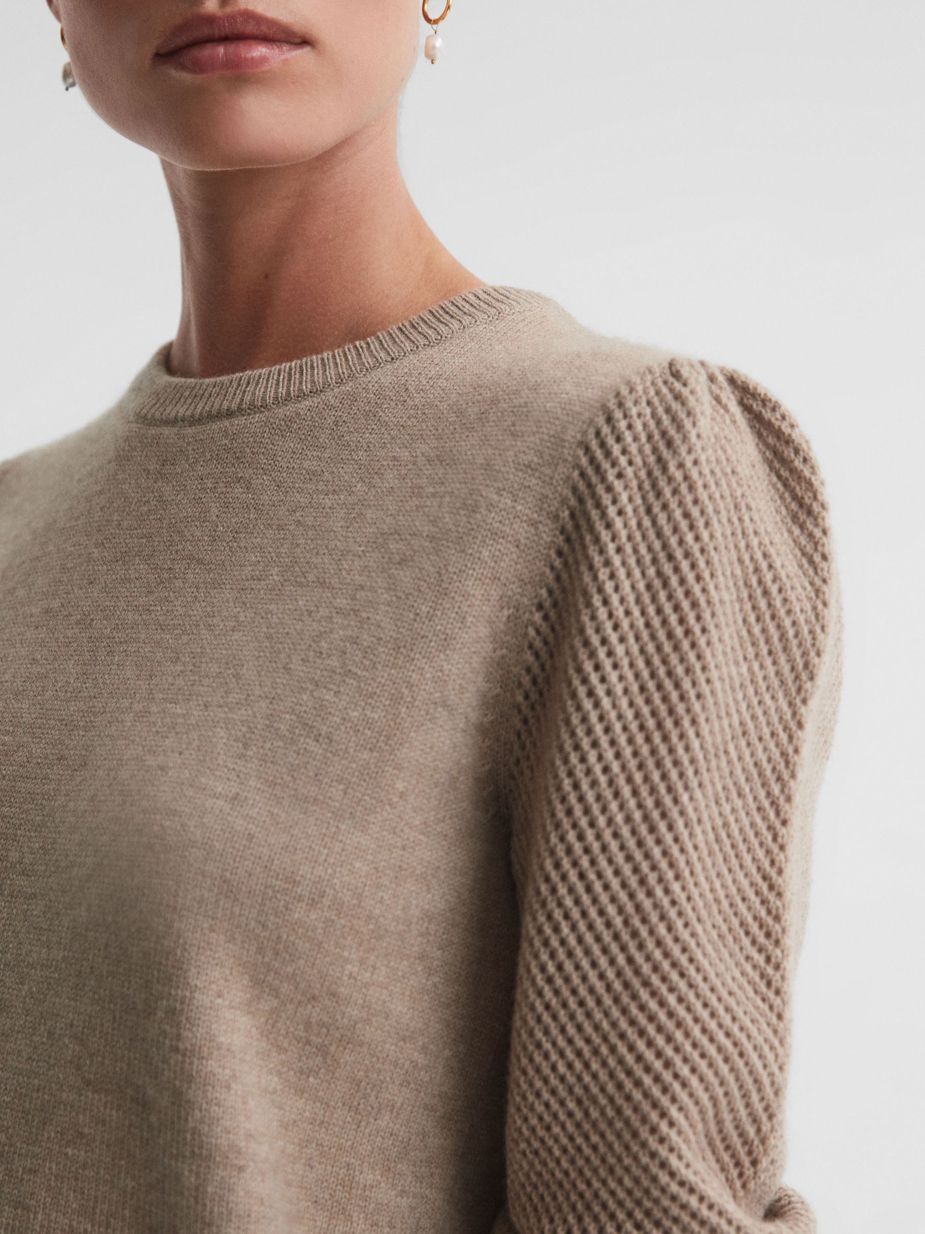 Madeleine Thompson Wool-Cashmere Crew Neck Top in Oatmeal - Image 4 of 5