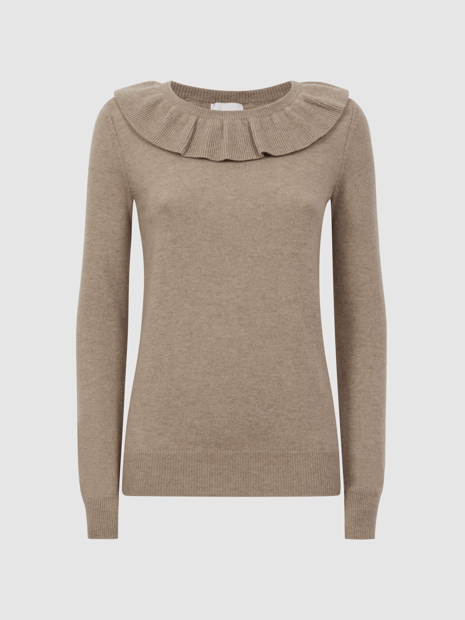 Madeleine Thompson Wool-Cashmere Frill Collar Top in Oatmeal - Image 2 of 5