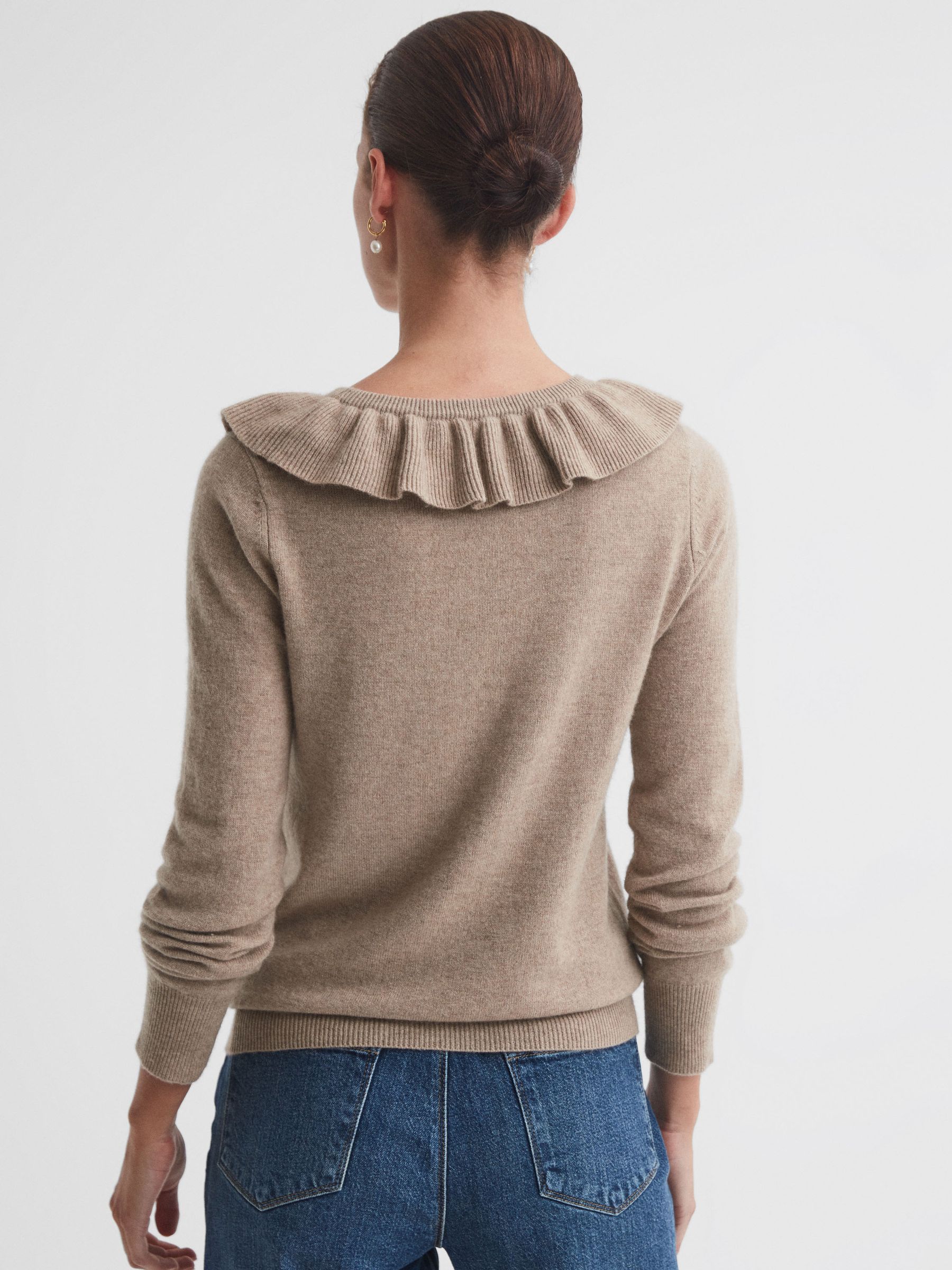 Madeleine Thompson Wool-Cashmere Frill Collar Top in Oatmeal - Image 5 of 5
