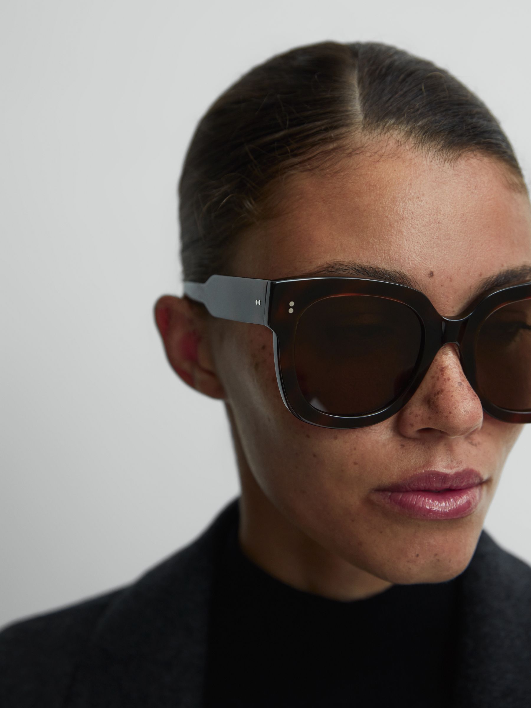 Chimi D Shaped Acetate Sunglasses in Tortoise - Image 1 of 1