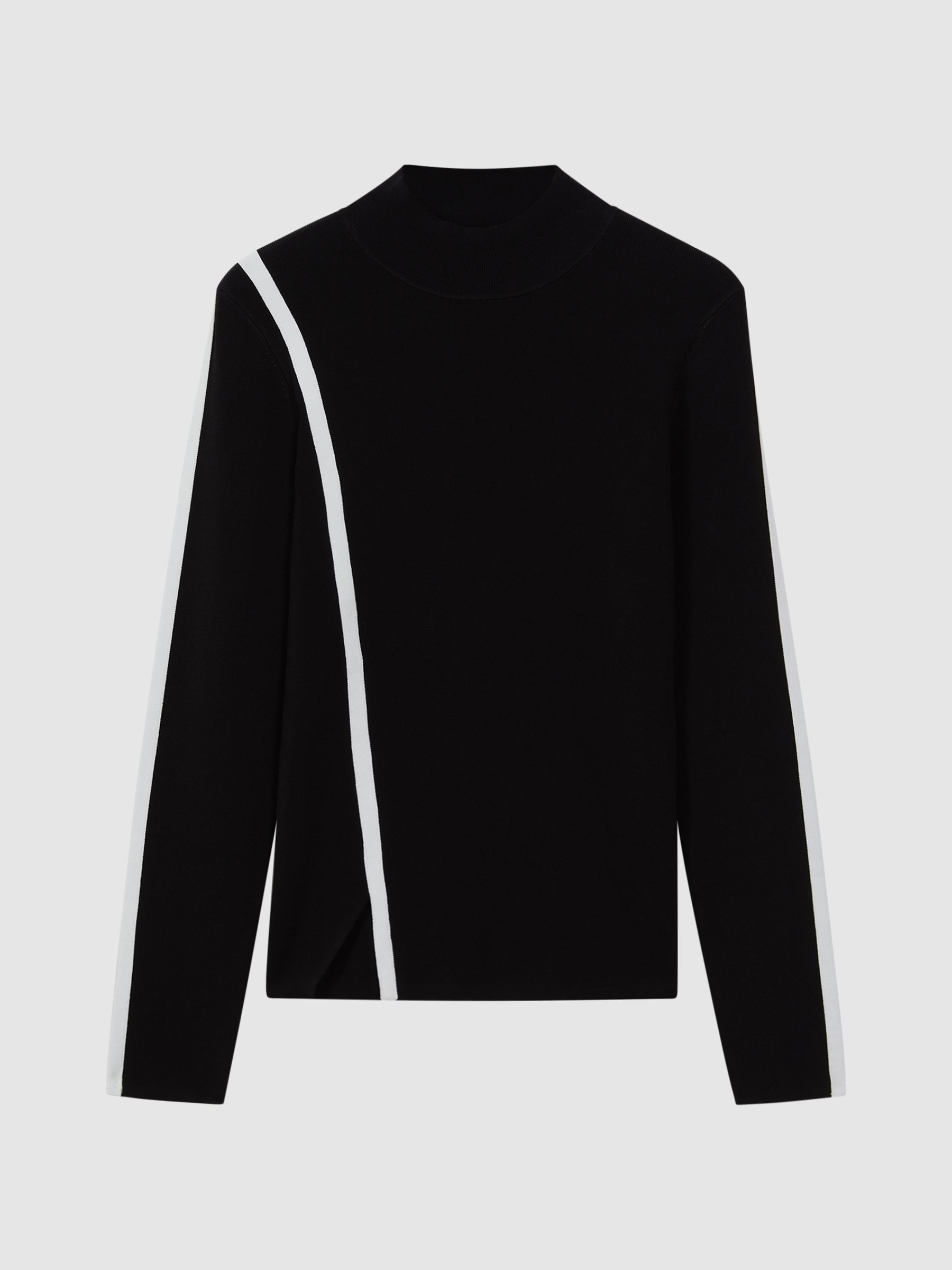 Contrast Stripe Long Sleeve Top in Black/White - Image 5 of 5