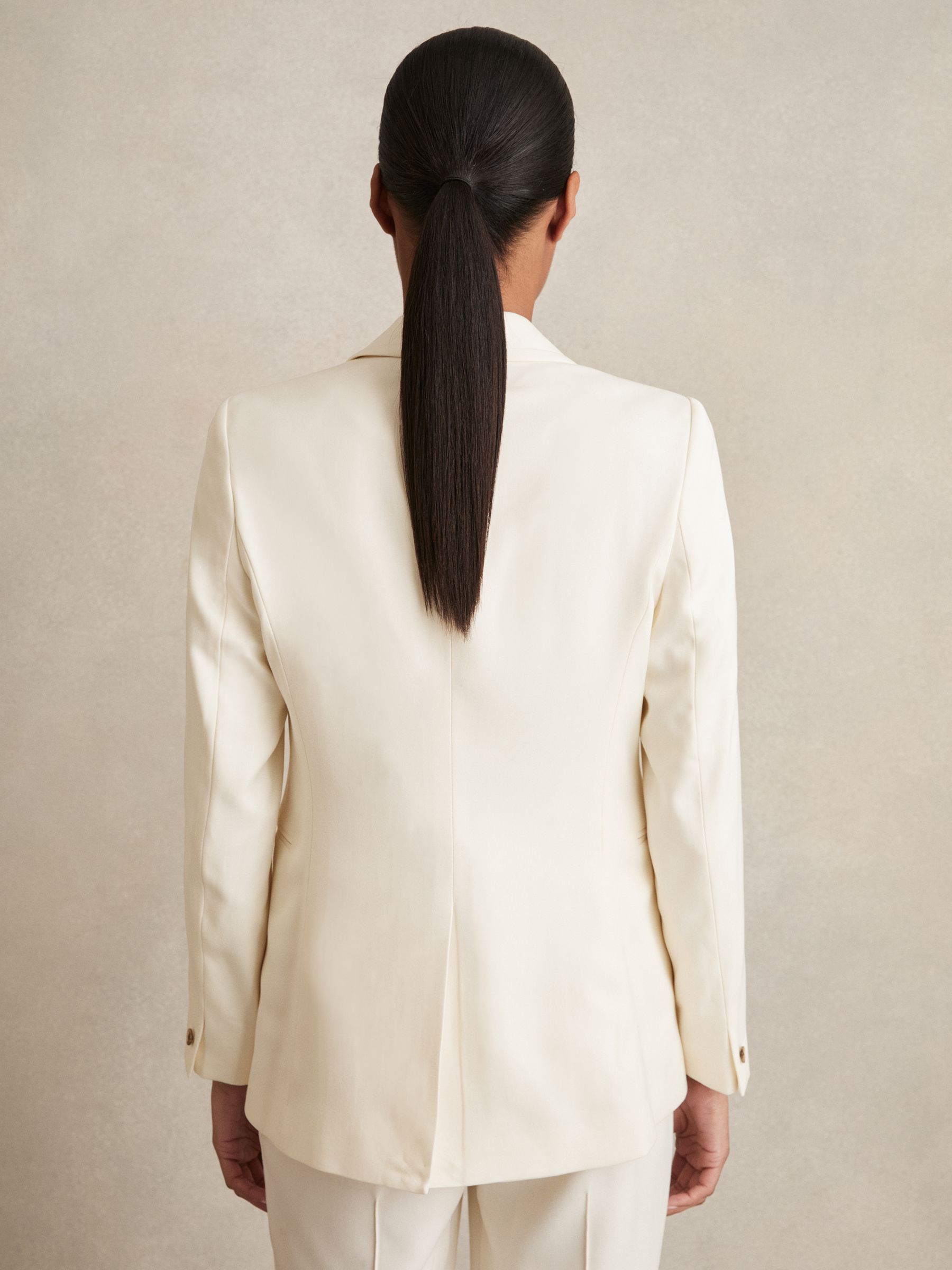 Single-Breasted Suit Jacket in Cream - Image 5 of 6